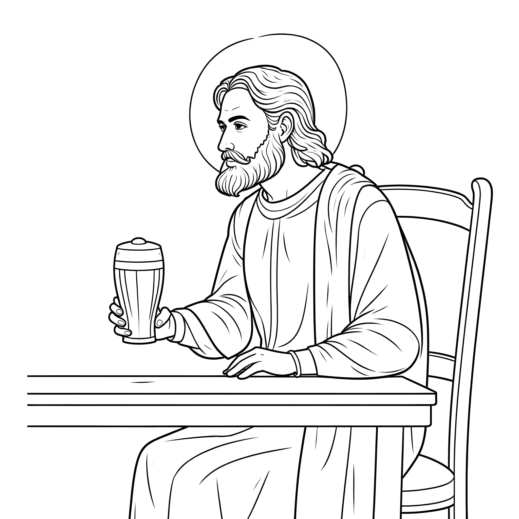 Saint Alban preaching with a holy chalice Coloring Page (free black-and-white line drawing printable PDF for all, from beginners to advanced learners, including children, teens, adults, and seniors)
