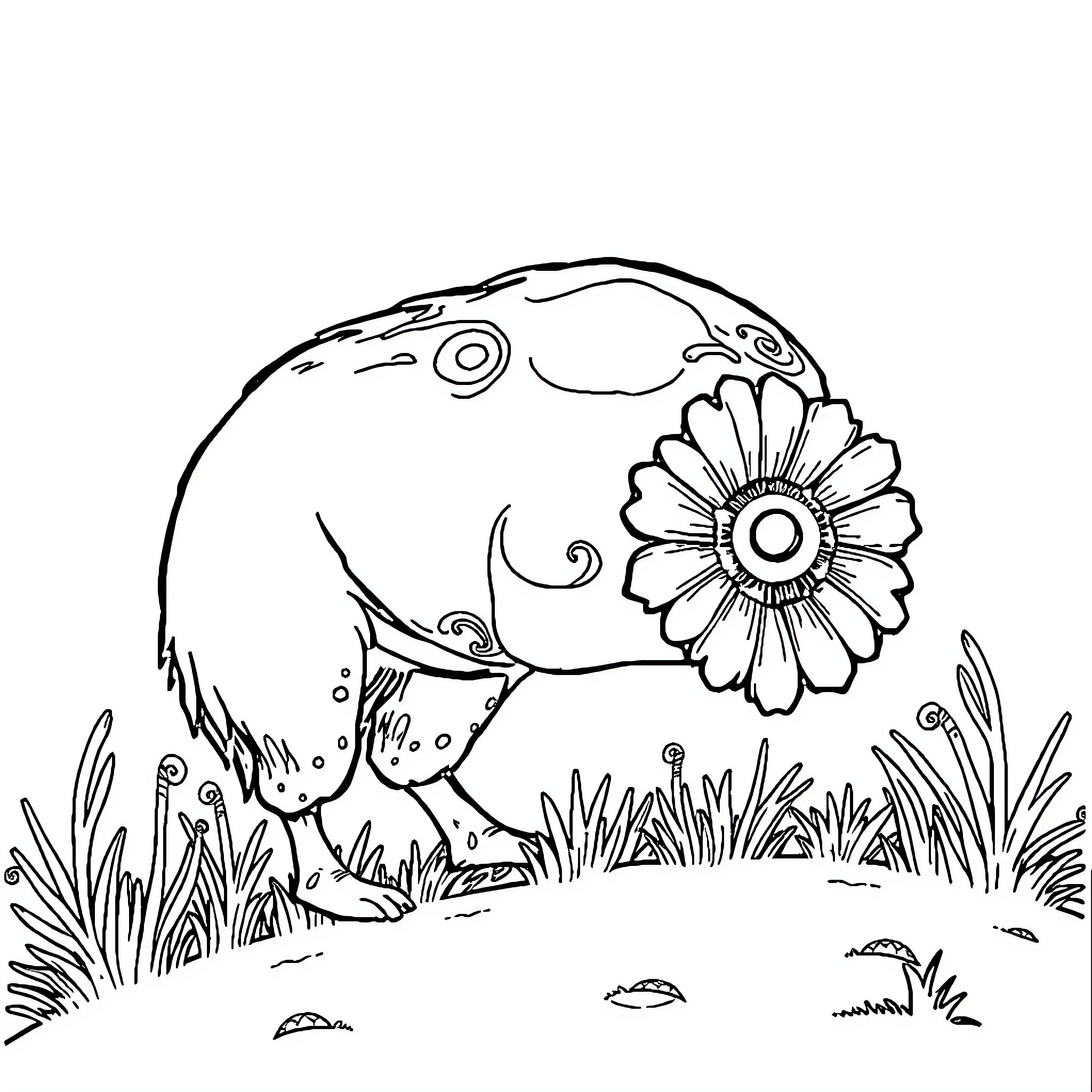 Email with Floral Scene and Landscape Elements Coloring Page (free black-and-white line drawing printable PDF for all, from beginners to advanced learners, including children, teens, adults, and seniors)
