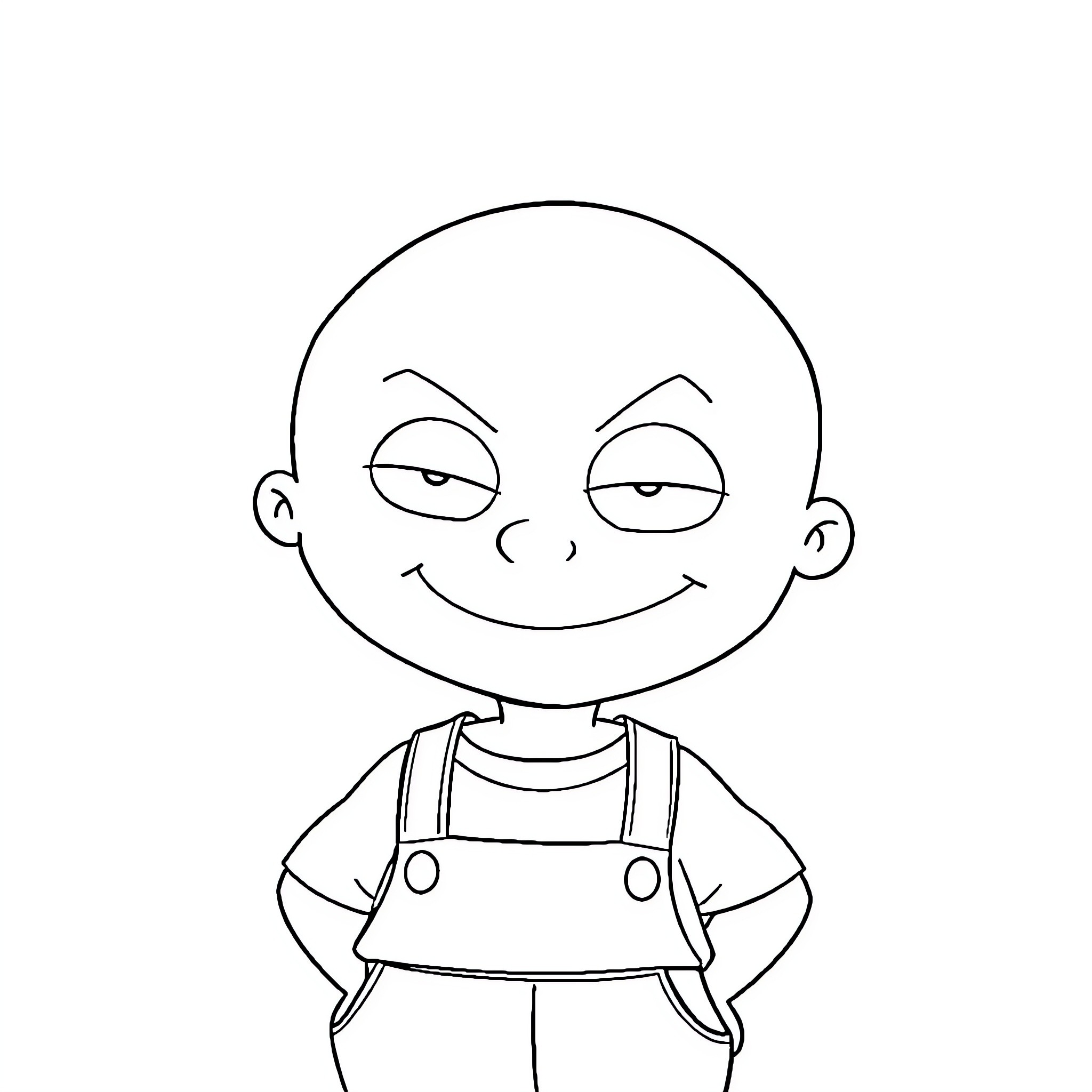 Stewie Griffin's mischievous expression Coloring Page (free black-and-white line drawing printable PDF for all, from beginners to advanced learners, including children, teens, adults, and seniors)