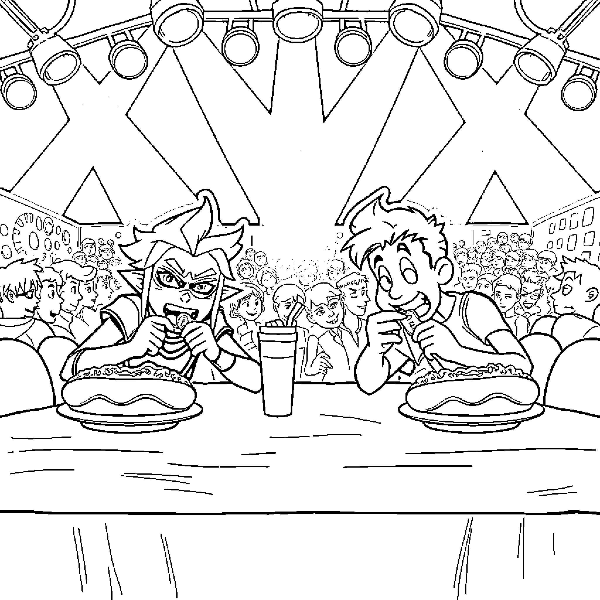 Squall of Festive Carnival Revelry Coloring Page (free black-and-white line drawing printable PDF for all, from beginners to advanced learners, including children, teens, adults, and seniors)