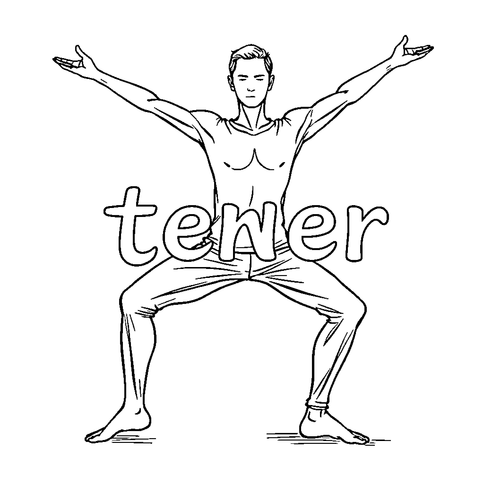 Yoga Pose of a Confident Individual Coloring Page (free black-and-white line drawing printable PDF for all, from beginners to advanced learners, including children, teens, adults, and seniors)