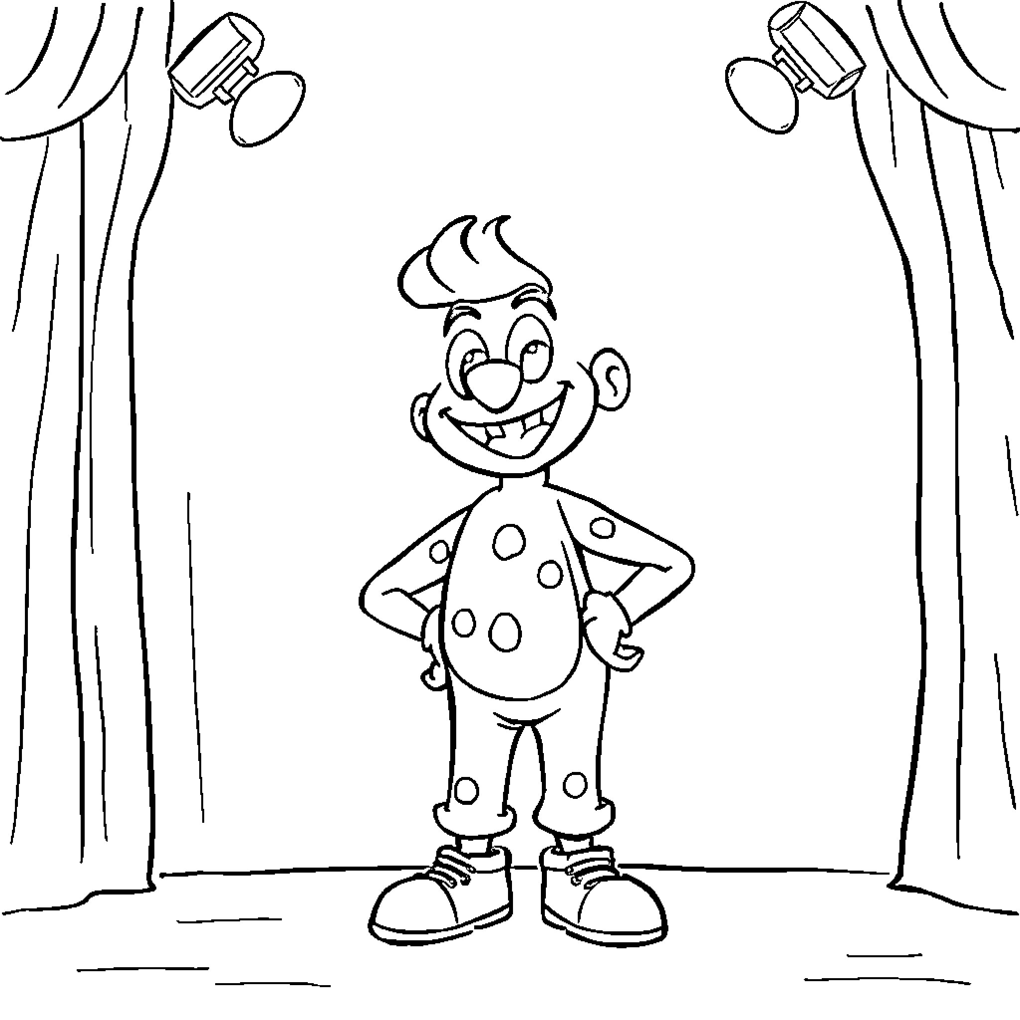 Lil Mr e's stage performance Coloring Page (free black-and-white line drawing printable PDF for all, from beginners to advanced learners, including children, teens, adults, and seniors)