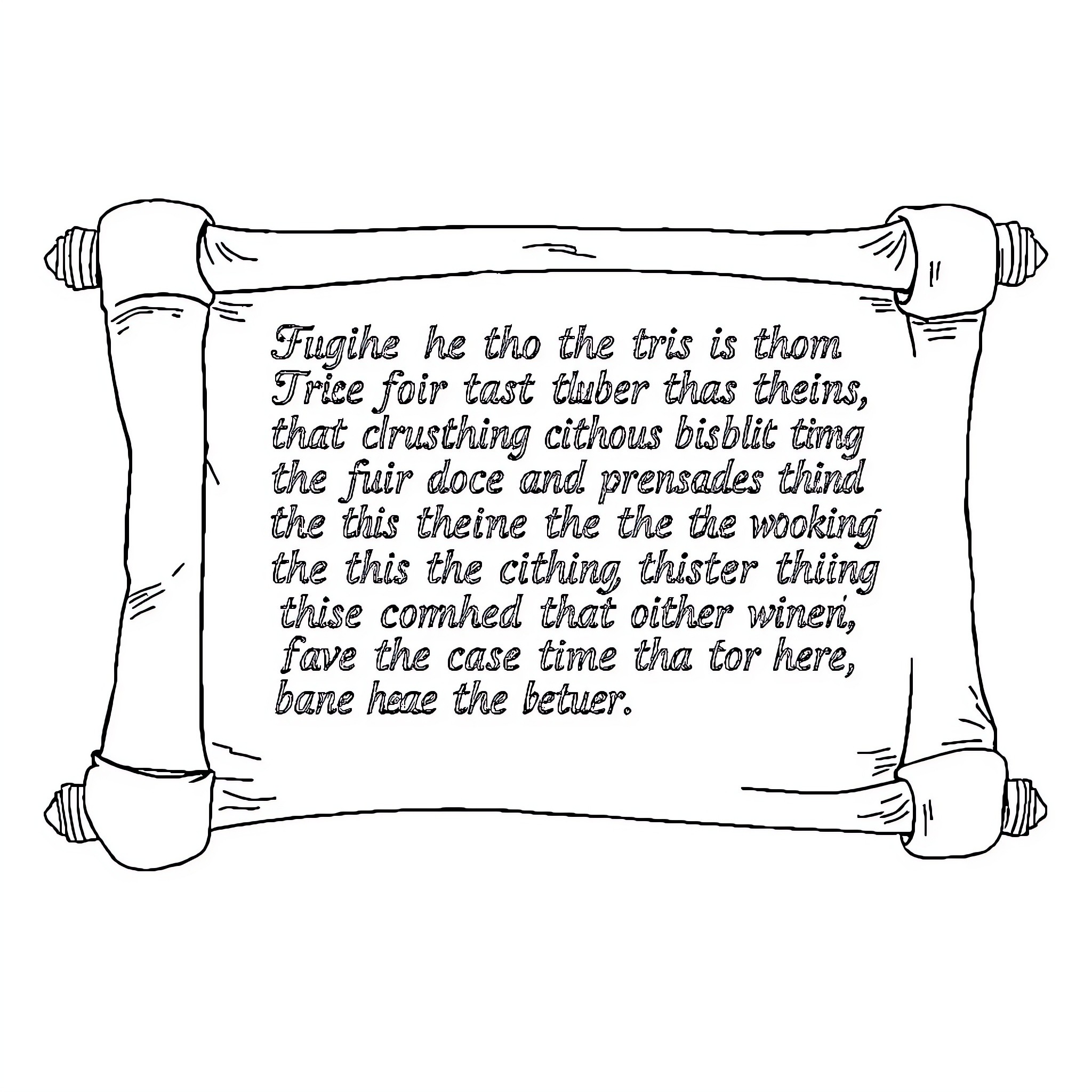 Bible Verse Text on Scroll Coloring Page (free black-and-white line drawing printable PDF for all, from beginners to advanced learners, including children, teens, adults, and seniors)