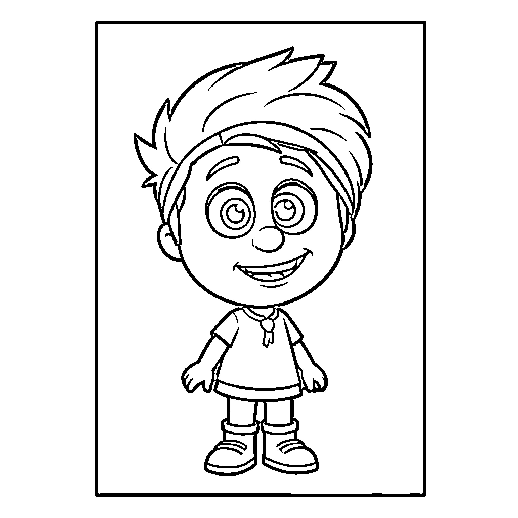 Riley smiling cheerfully in a casual outfit Coloring Page (free black-and-white line drawing printable PDF for all, from beginners to advanced learners, including children, teens, adults, and seniors)