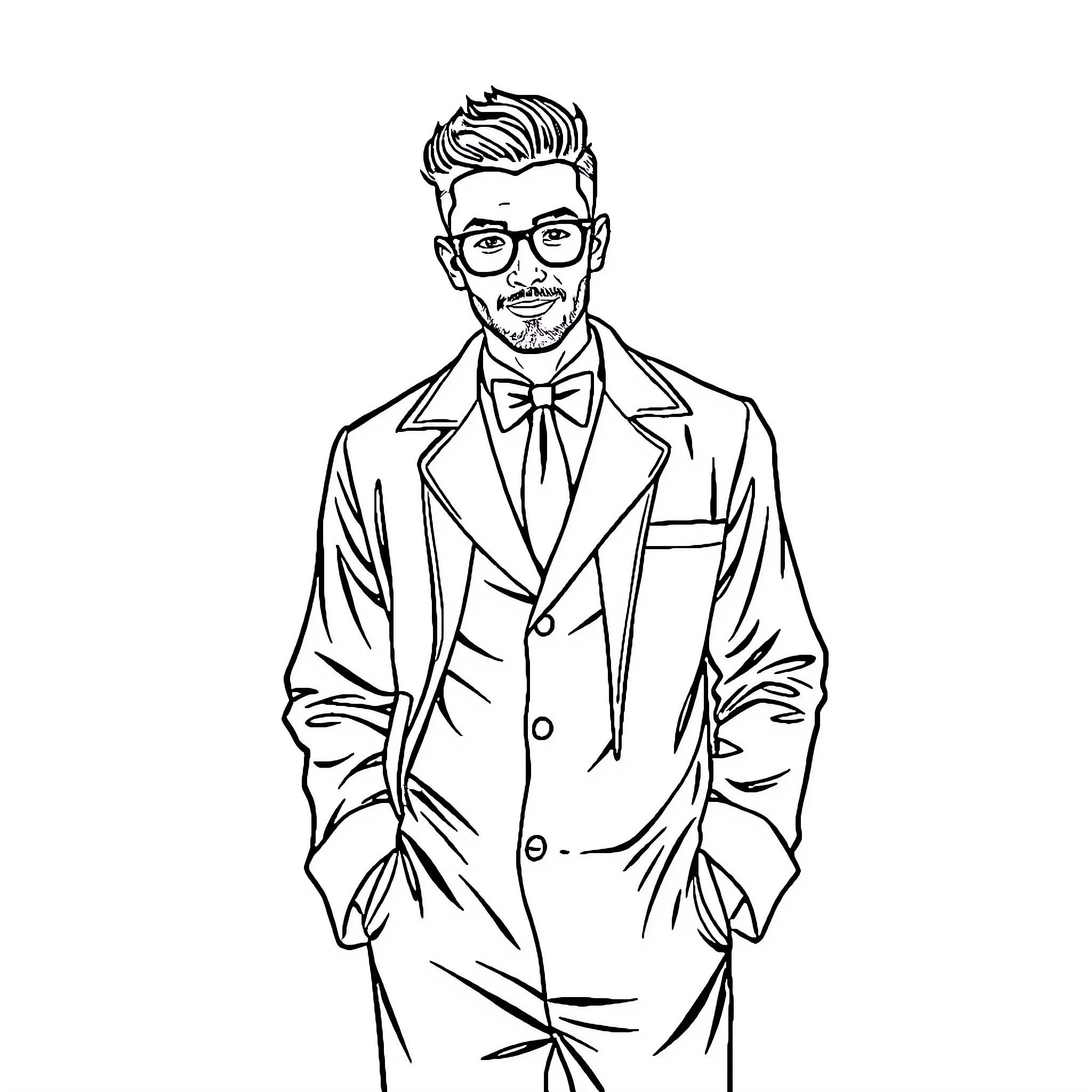 Clothing of a well-dressed gentleman Coloring Page (free black-and-white line drawing printable PDF for all, from beginners to advanced learners, including children, teens, adults, and seniors)