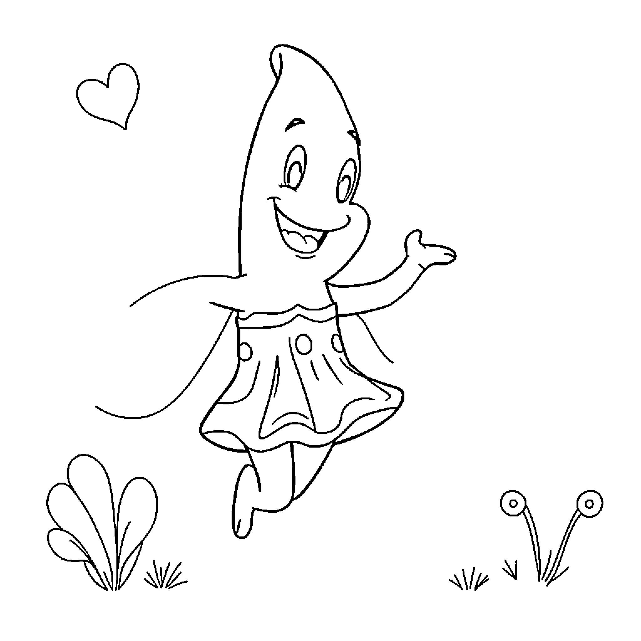 Patrick's Playful Dance in the Garden Coloring Page (free black-and-white line drawing printable PDF for all, from beginners to advanced learners, including children, teens, adults, and seniors)