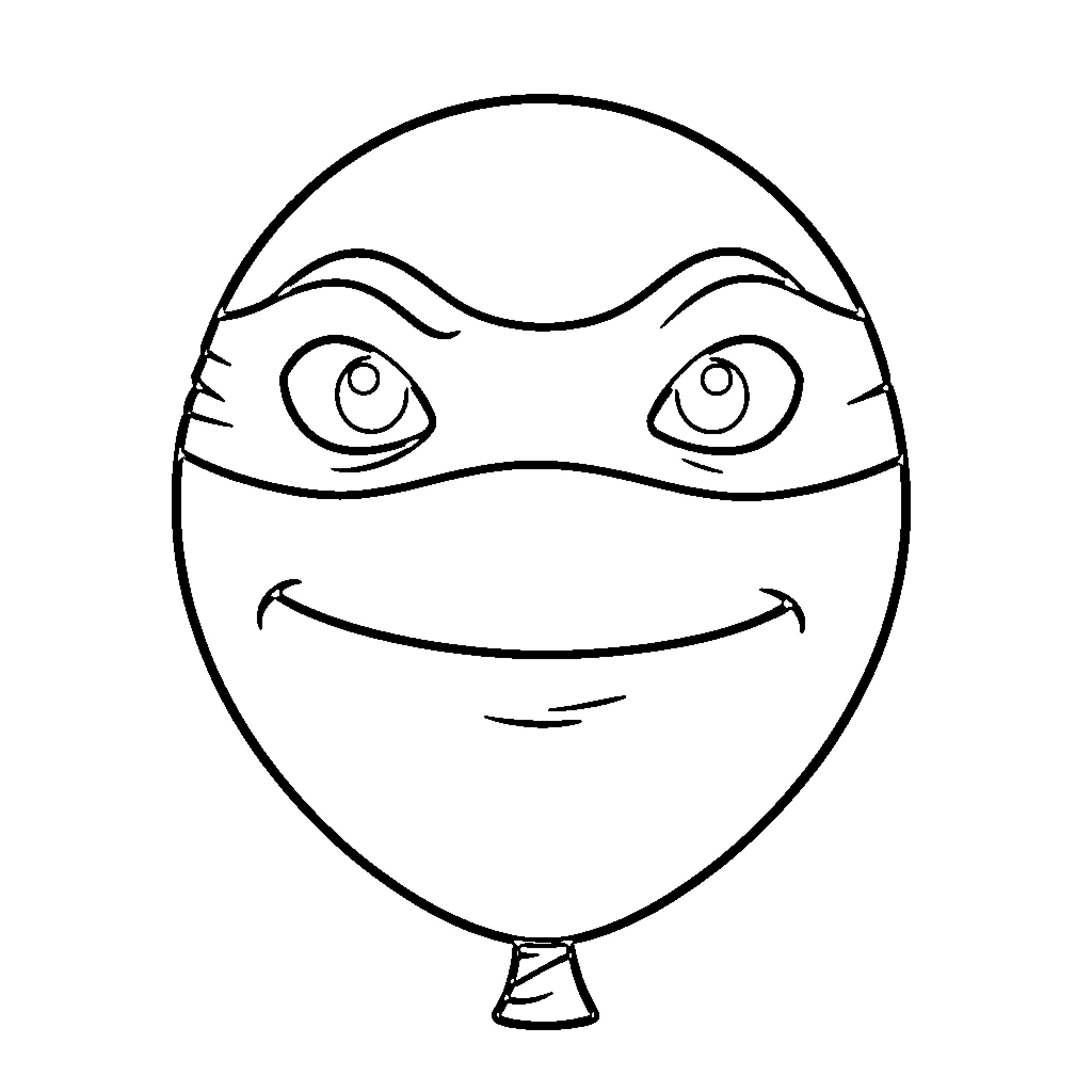Eyes of a smiling balloon wearing a superhero mask Coloring Page (free black-and-white line drawing printable PDF for all, from beginners to advanced learners, including children, teens, adults, and seniors)