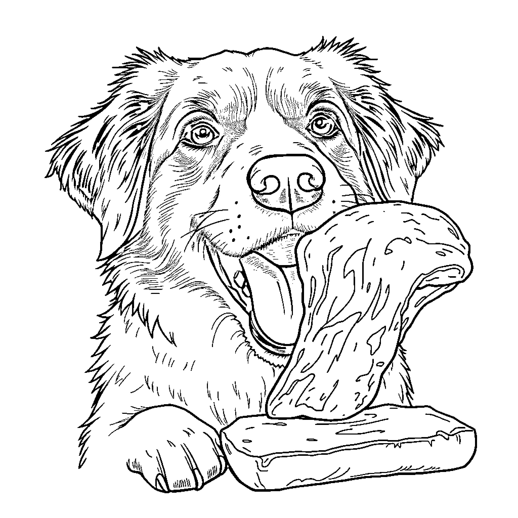 Nova Scotia Duck Tolling Retriever with Playful Demeanor Coloring Page (free black-and-white line drawing printable PDF for all, from beginners to advanced learners, including children, teens, adults, and seniors)