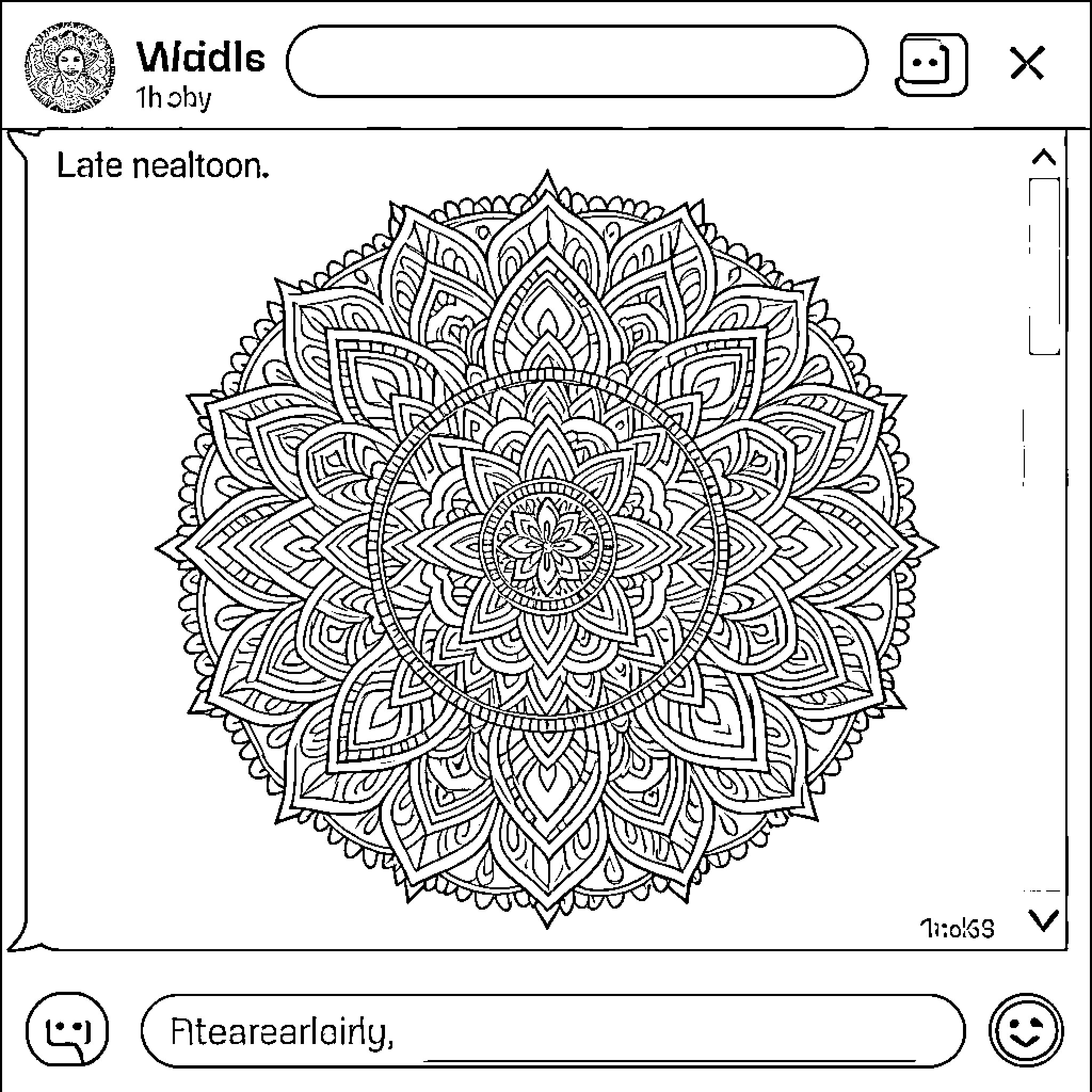 Mandala of intricate floral patterns Coloring Page (free black-and-white line drawing printable PDF for all, from beginners to advanced learners, including children, teens, adults, and seniors)
