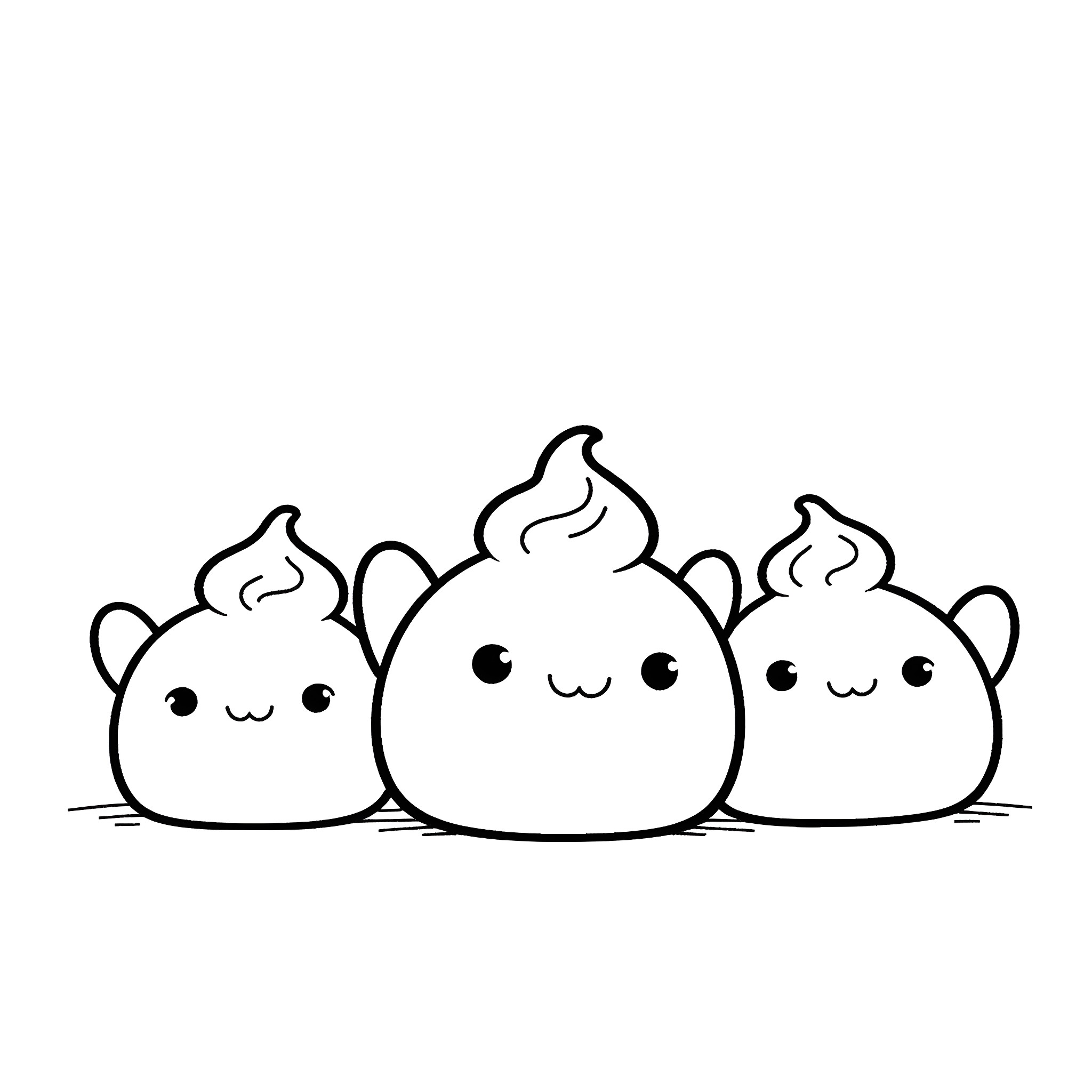 Squishmallow characters in cute poses Coloring Page (free black-and-white line drawing printable PDF for all, from beginners to advanced learners, including children, teens, adults, and seniors)