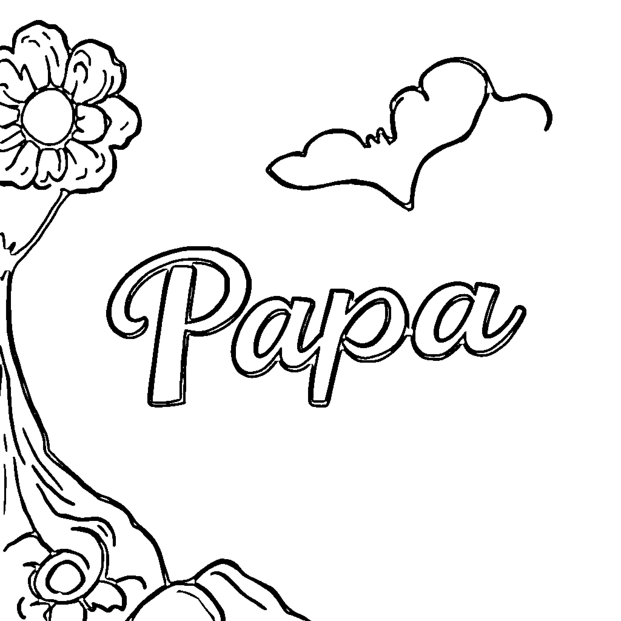 Dad's simple flower and nature sketch Coloring Page (free black-and-white line drawing printable PDF for all, from beginners to advanced learners, including children, teens, adults, and seniors)