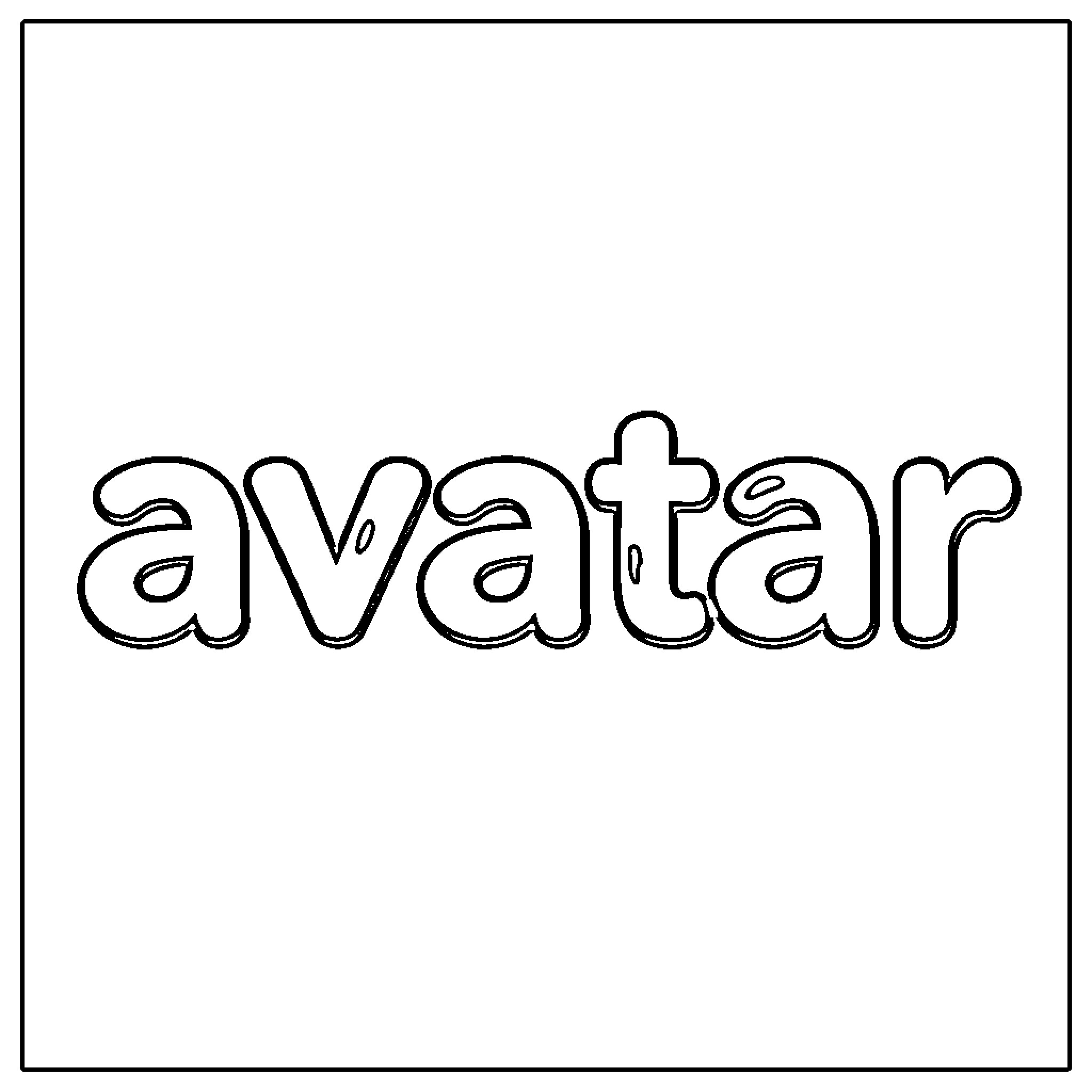 Avatar text written in bubbly outlined letters Coloring Page (free black-and-white line drawing printable PDF for all, from beginners to advanced learners, including children, teens, adults, and seniors)