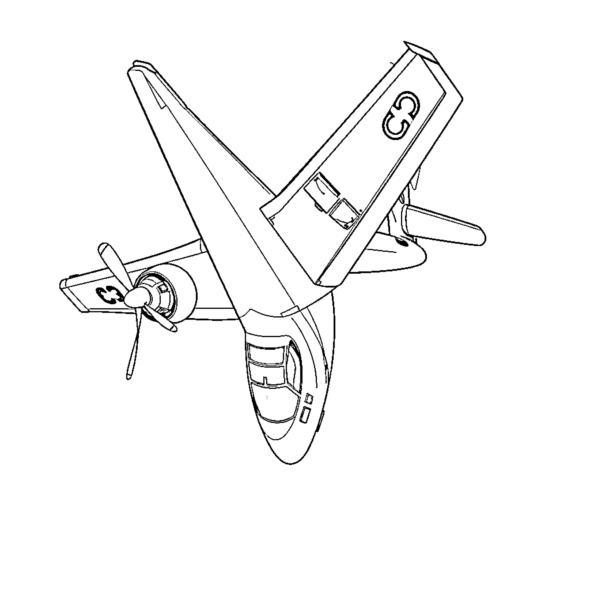 CJ6A Fighter Jet Silhouette Coloring Page (free black-and-white line drawing printable PDF for all, from beginners to advanced learners, including children, teens, adults, and seniors)
