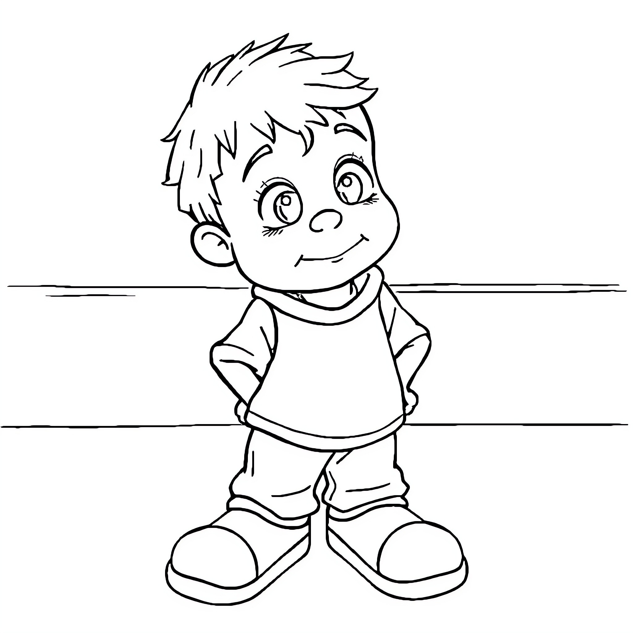 Kid expressing happy and cheerful emotions Coloring Page (free black-and-white line drawing printable PDF for all, from beginners to advanced learners, including children, teens, adults, and seniors)