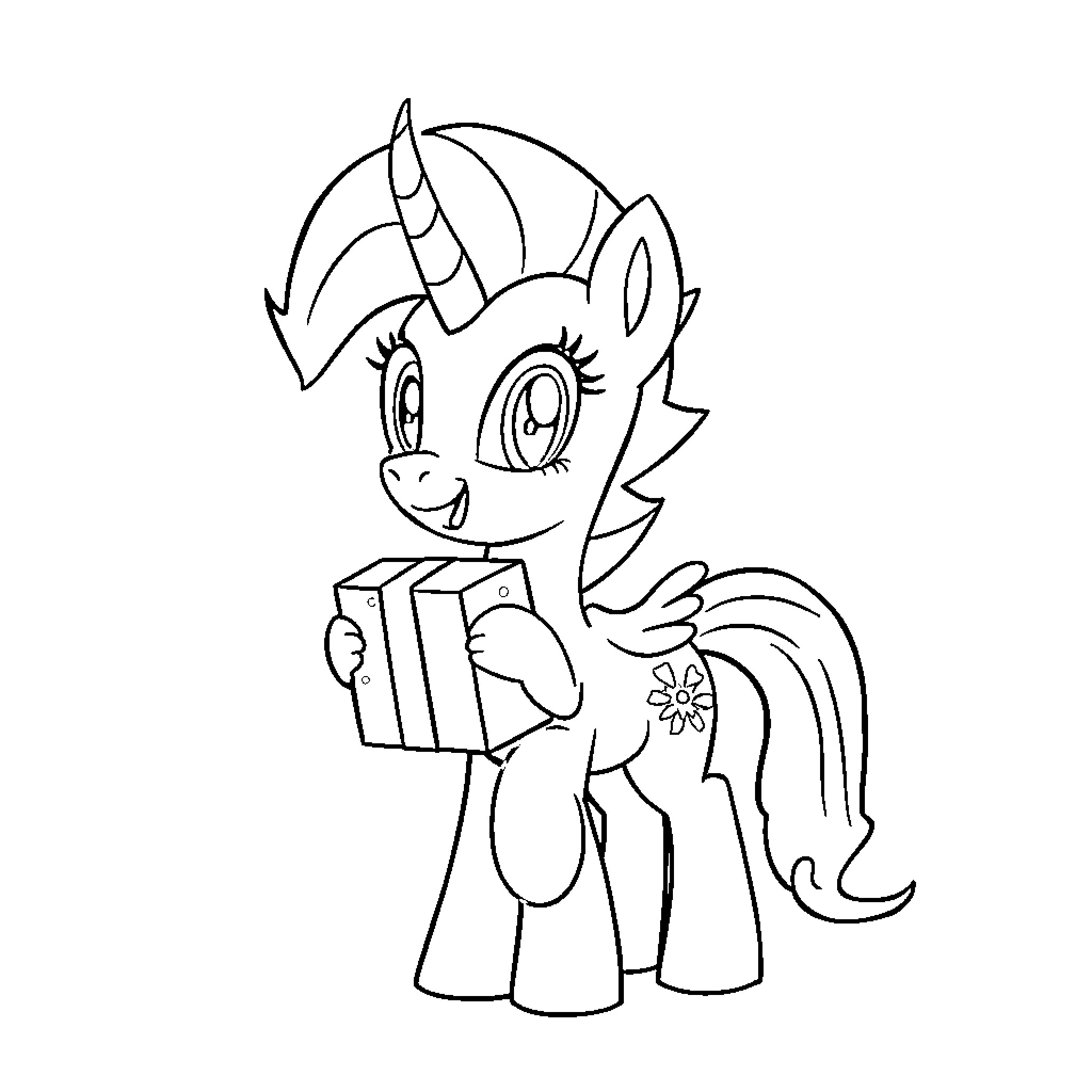 Spike's Delightful Delivery Coloring Page (free black-and-white line drawing printable PDF for all, from beginners to advanced learners, including children, teens, adults, and seniors)