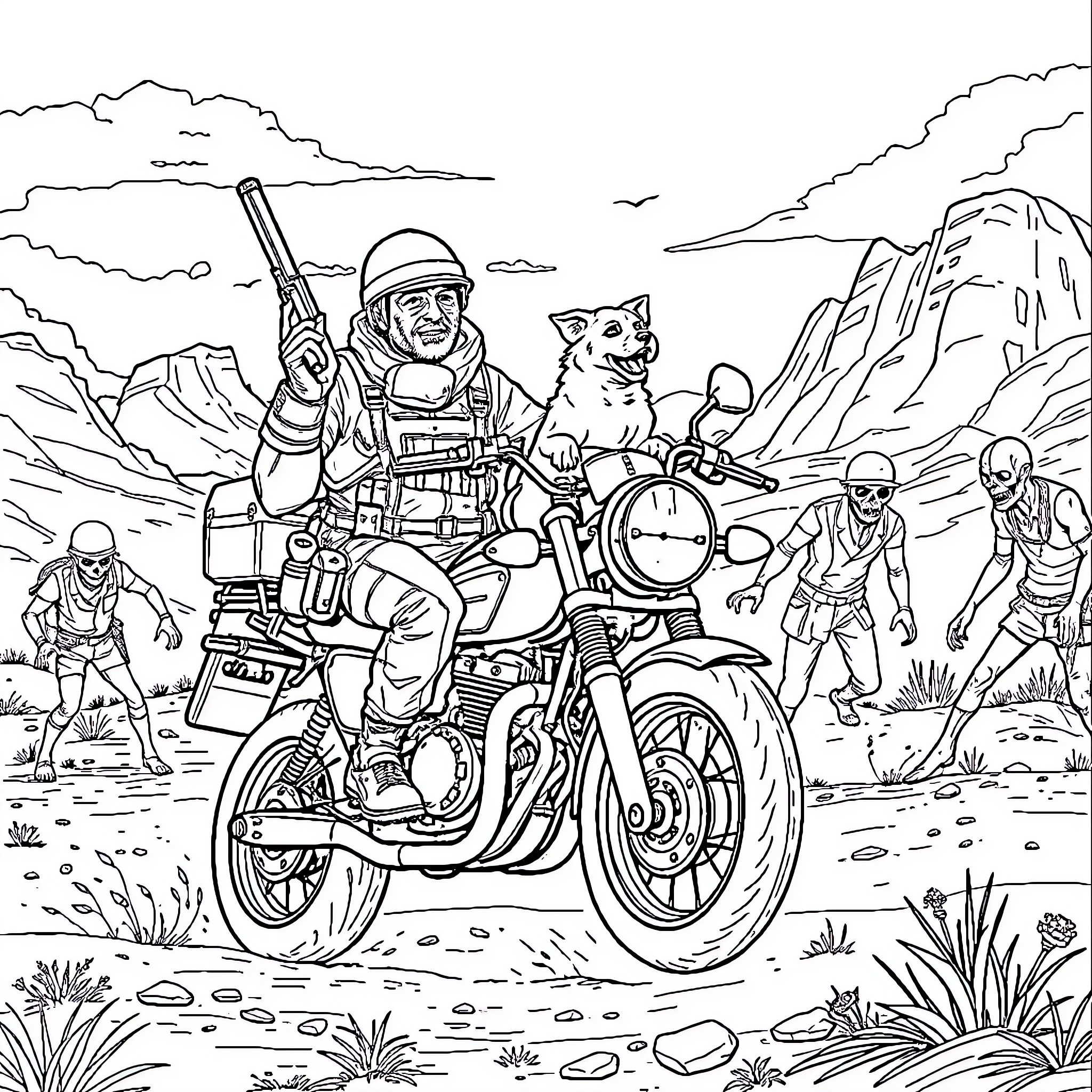 Archeologist Embarks on an Adventurous Expedition Coloring Page (free black-and-white line drawing printable PDF for all, from beginners to advanced learners, including children, teens, adults, and seniors)