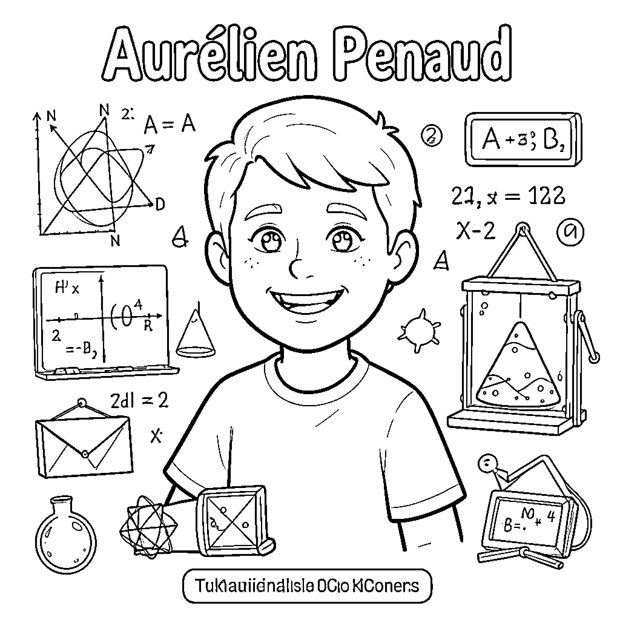 Math expressions, equations, and shapes in action Coloring Page (free black-and-white line drawing printable PDF for all, from beginners to advanced learners, including children, teens, adults, and seniors)