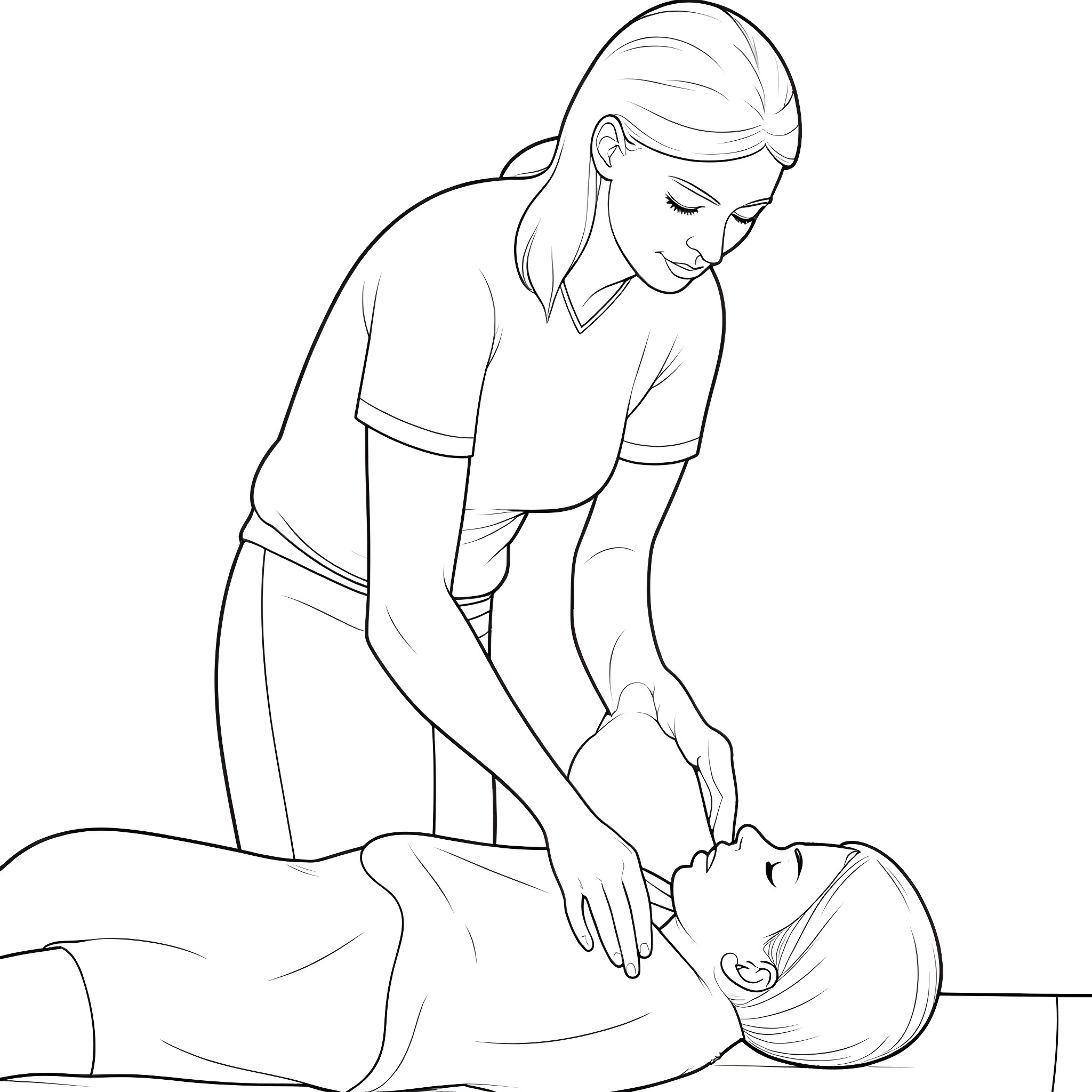 Chiropractic Adjustment Therapy Session Coloring Page (free black-and-white line drawing printable PDF for all, from beginners to advanced learners, including children, teens, adults, and seniors)