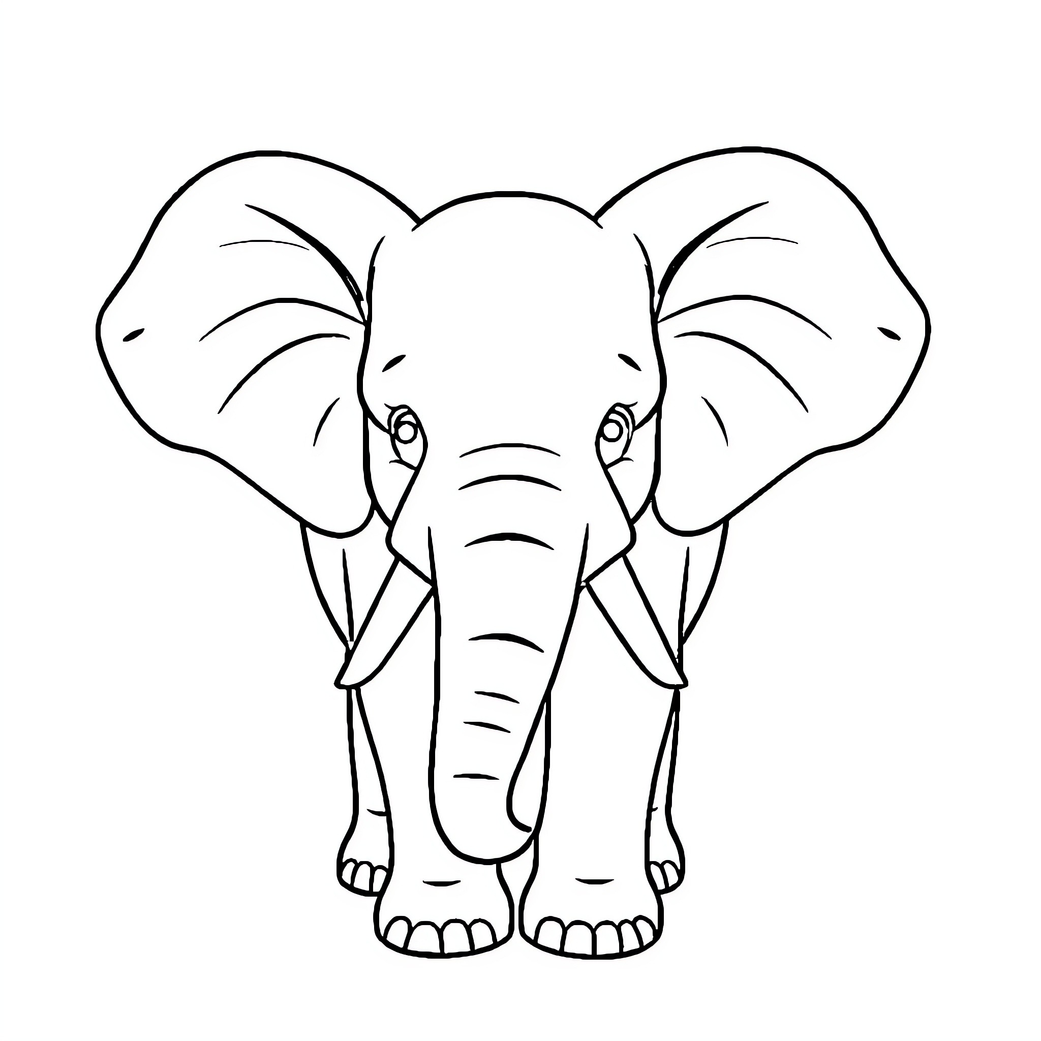 Elephant Drawn in Simple Outline Style Coloring Page (free black-and-white line drawing printable PDF for all, from beginners to advanced learners, including children, teens, adults, and seniors)