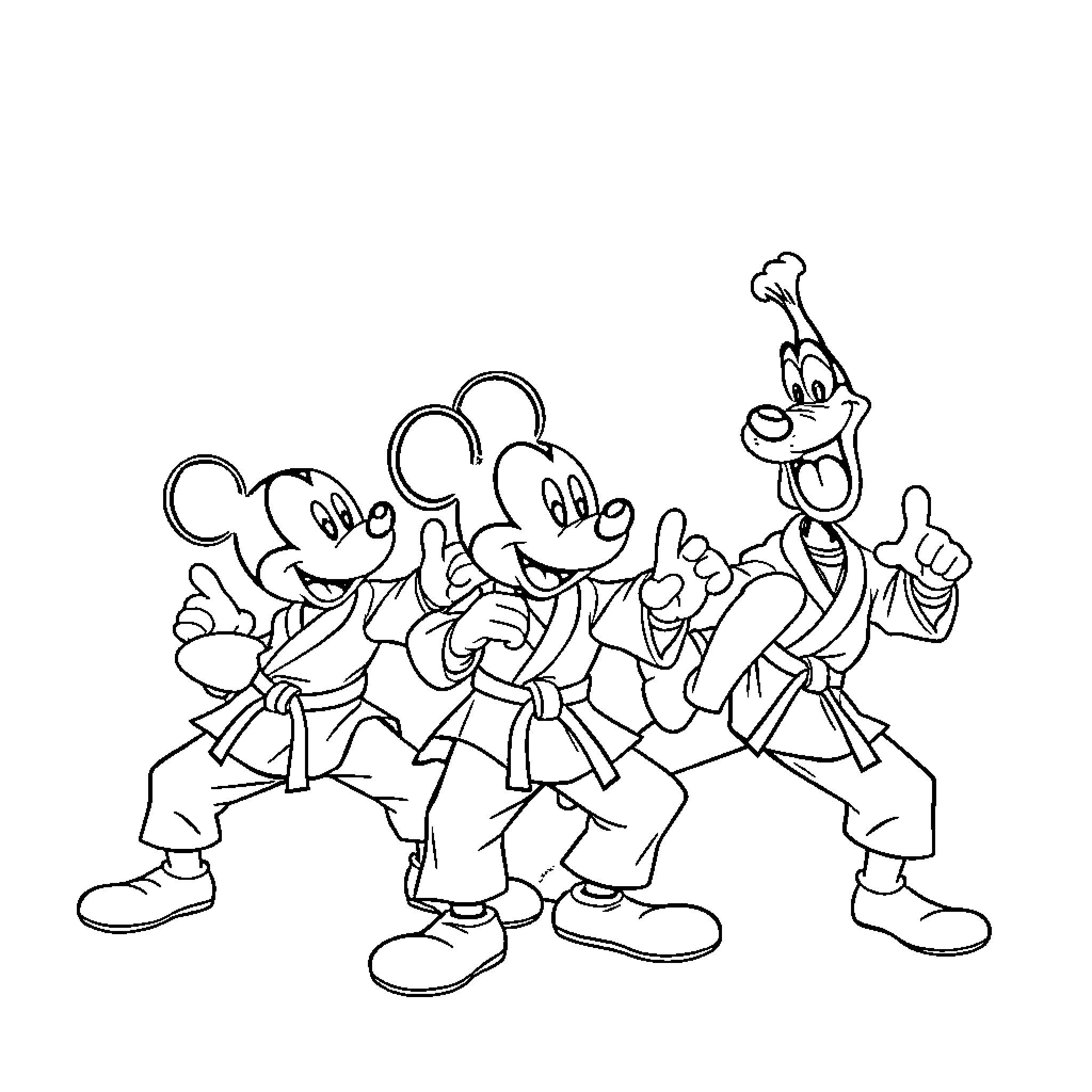 Mickey and friends in a dance party Coloring Page (free black-and-white line drawing printable PDF for all, from beginners to advanced learners, including children, teens, adults, and seniors)