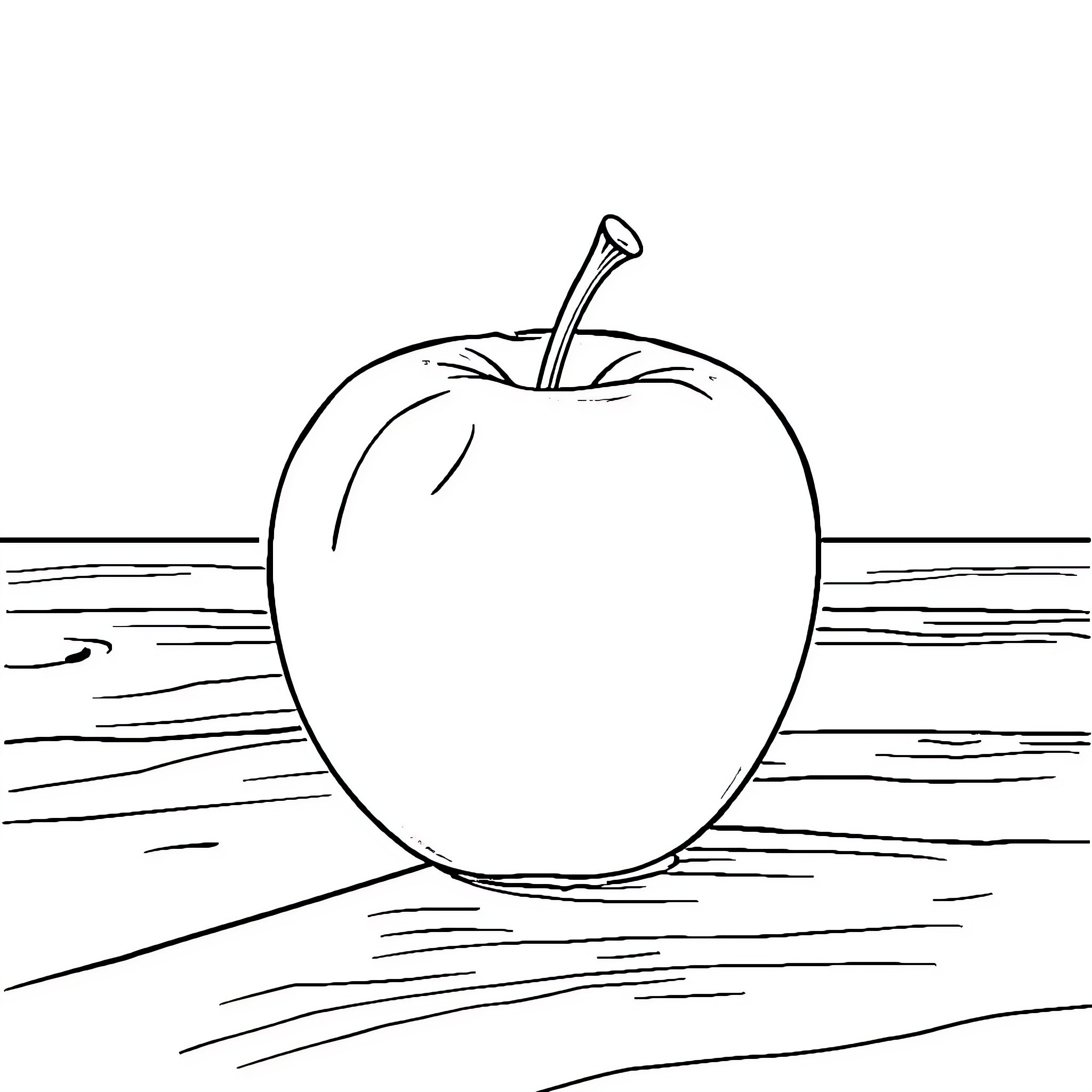 Apple in a simple line drawing style Coloring Page (free black-and-white line drawing printable PDF for all, from beginners to advanced learners, including children, teens, adults, and seniors)