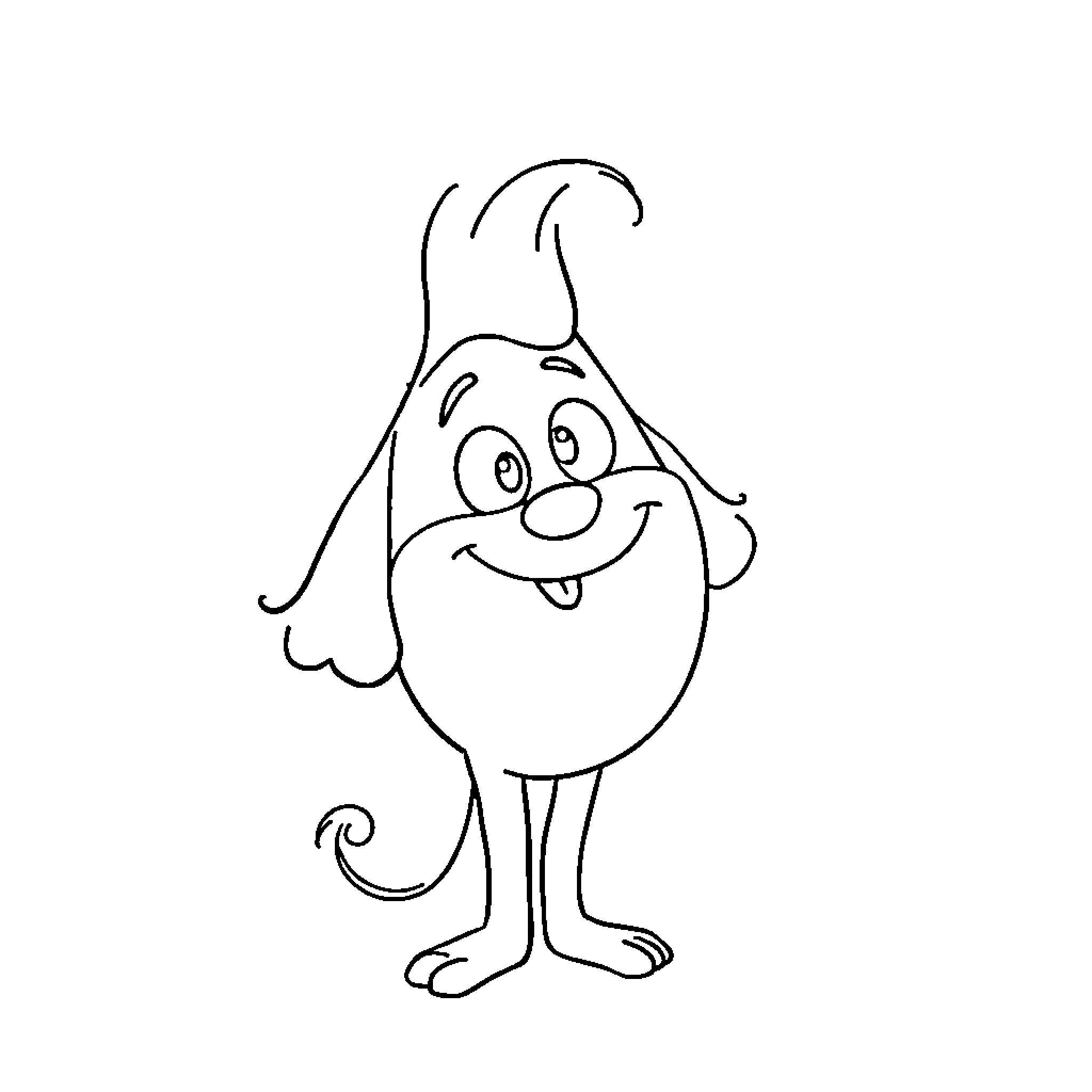 Fergusson's Whimsical Cartoon Character Coloring Page (free black-and-white line drawing printable PDF for all, from beginners to advanced learners, including children, teens, adults, and seniors)