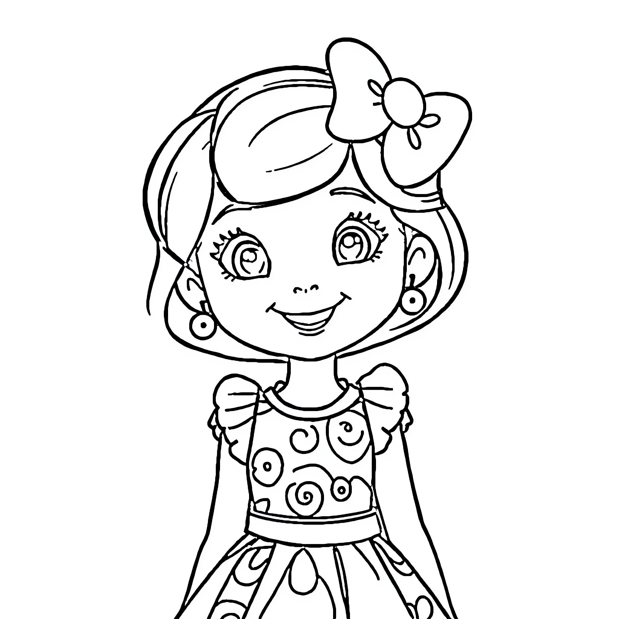 Olivia's Cheerful Coloring Page Coloring Page (free black-and-white line drawing printable PDF for all, from beginners to advanced learners, including children, teens, adults, and seniors)