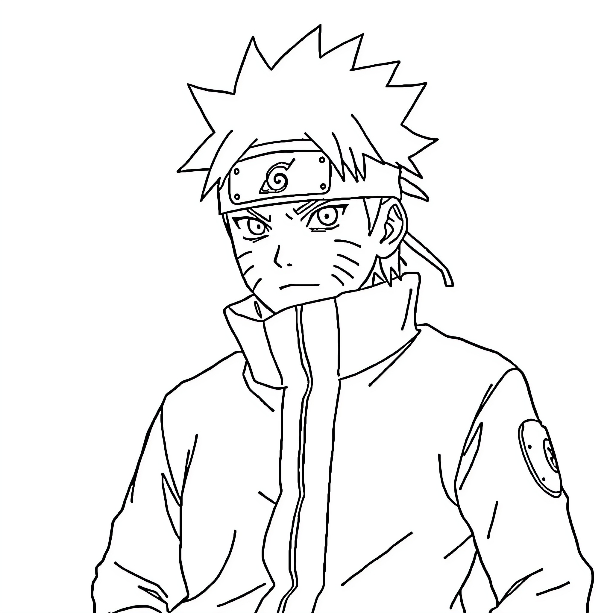 Naruto character with determined expression Coloring Page (free black-and-white line drawing printable PDF for all, from beginners to advanced learners, including children, teens, adults, and seniors)