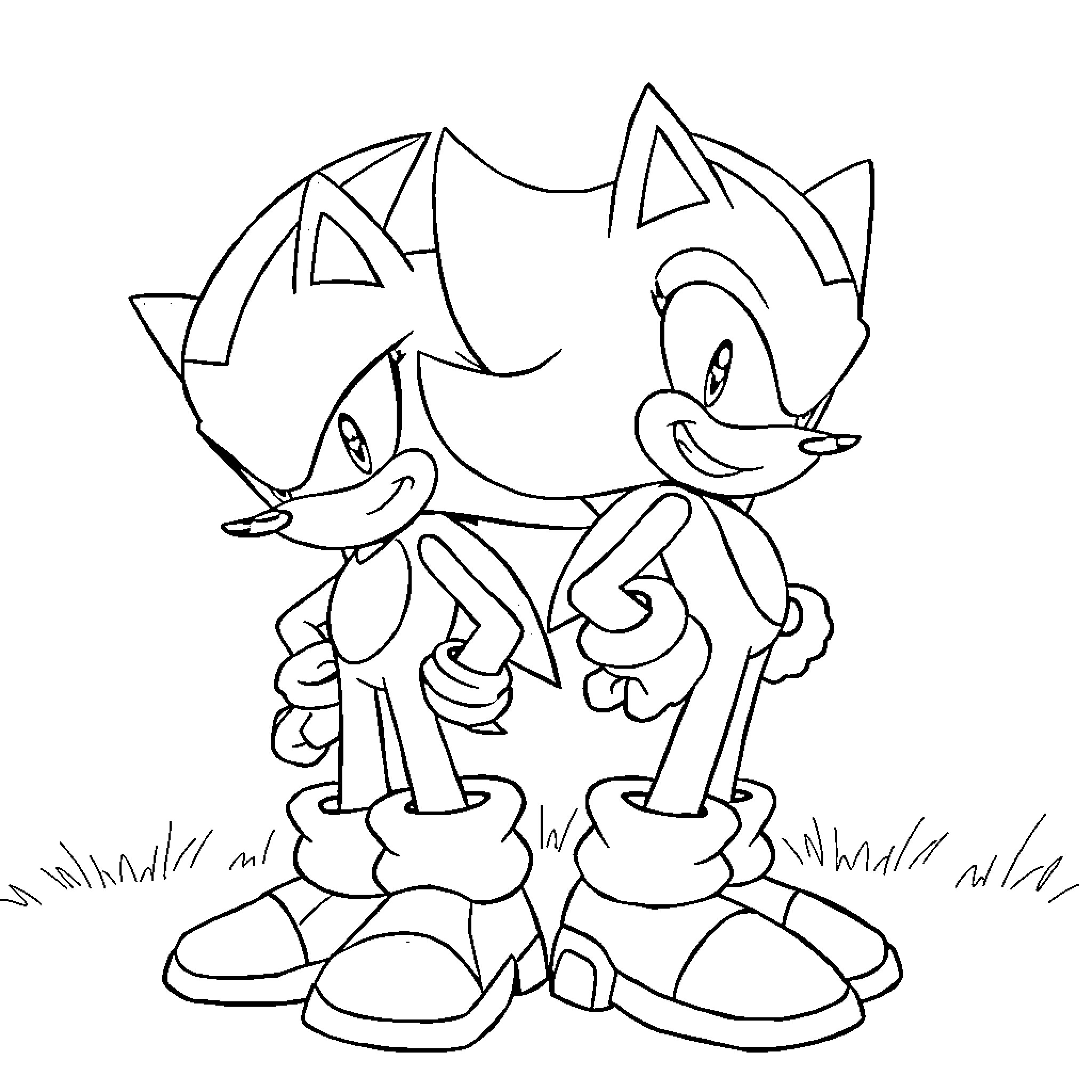 Shadow Duo of Playful Characters Coloring Page (free black-and-white line drawing printable PDF for all, from beginners to advanced learners, including children, teens, adults, and seniors)