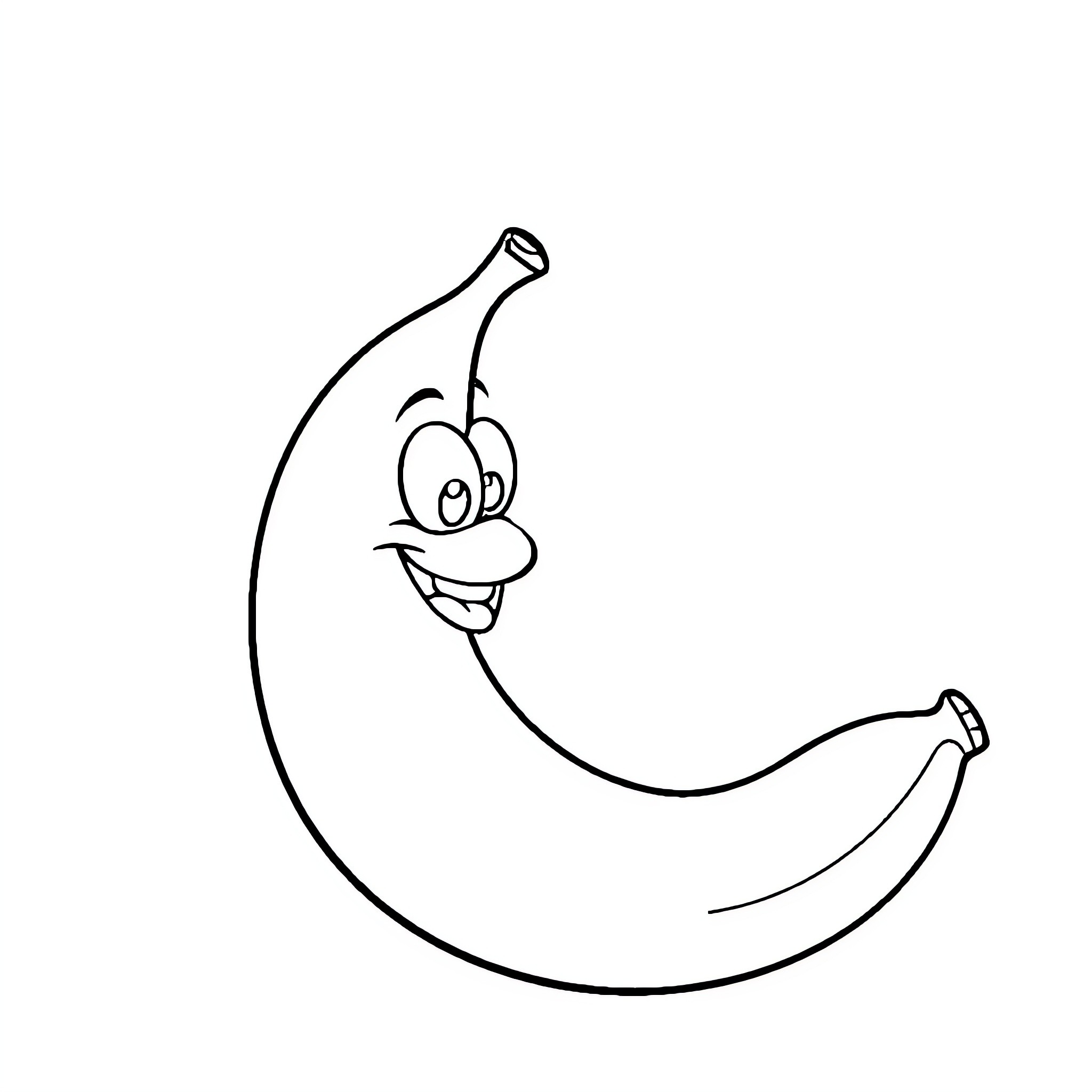 Banana expressing a playful expression Coloring Page (free black-and-white line drawing printable PDF for all, from beginners to advanced learners, including children, teens, adults, and seniors)