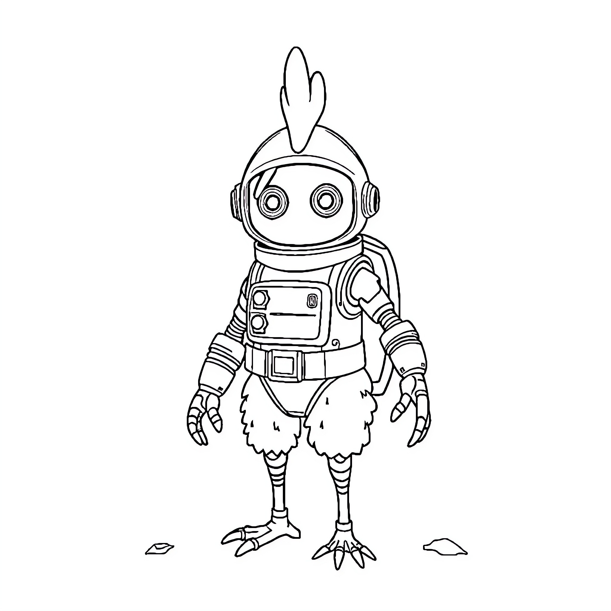 Astro Bot in Space Exploration Gear Coloring Page (free black-and-white line drawing printable PDF for all, from beginners to advanced learners, including children, teens, adults, and seniors)