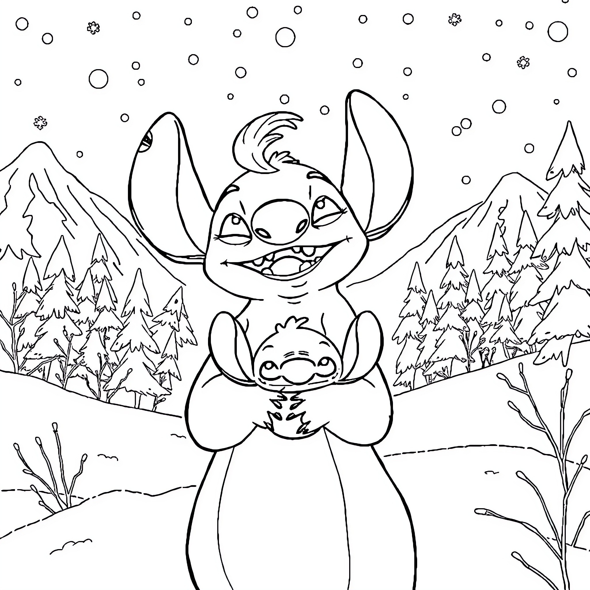 Queen's Playful Adventure in the Enchanted Forest Coloring Page (free black-and-white line drawing printable PDF for all, from beginners to advanced learners, including children, teens, adults, and seniors)