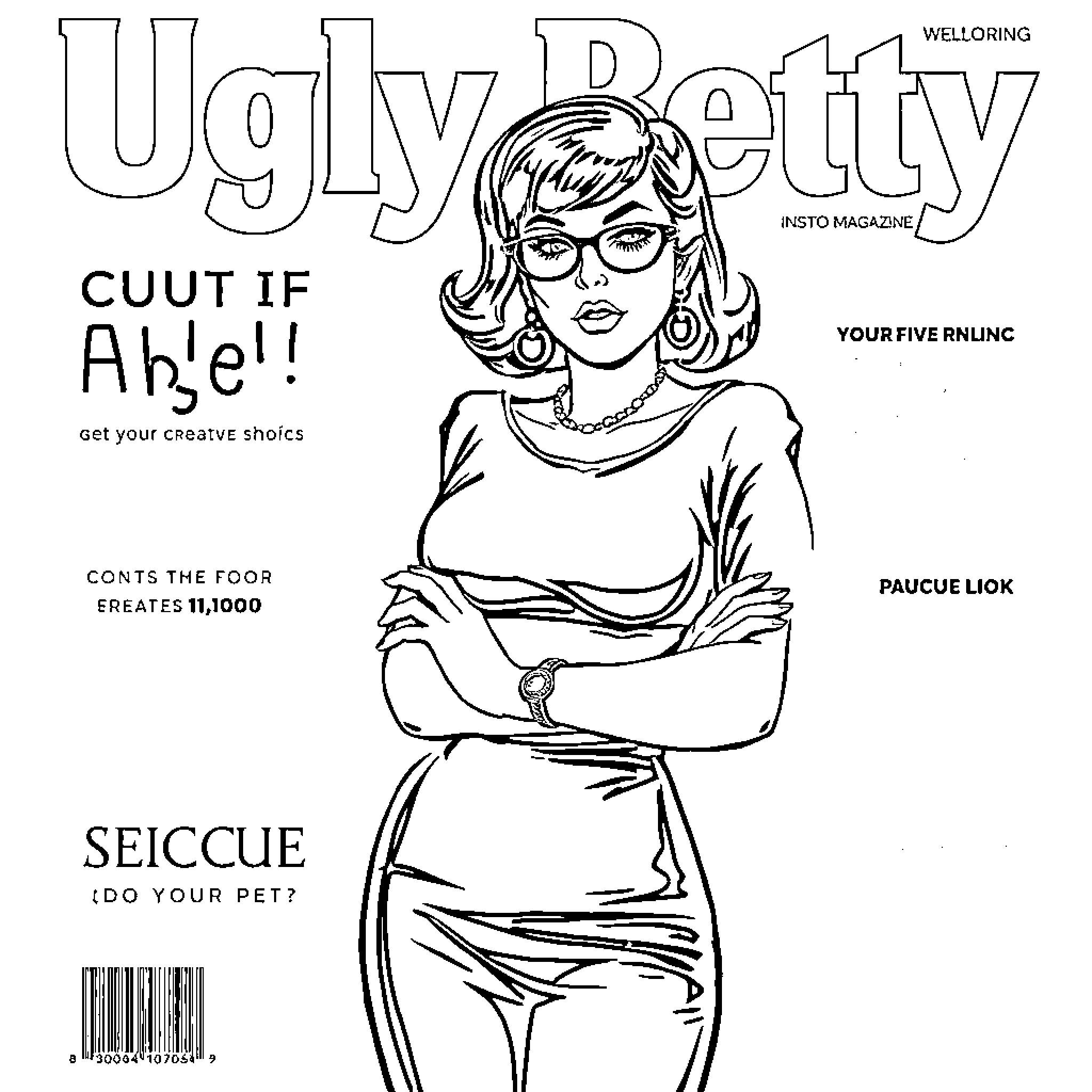 Betty's Creative Shots: Cuut If Ah! Coloring Page (free black-and-white line drawing printable PDF for all, from beginners to advanced learners, including children, teens, adults, and seniors)