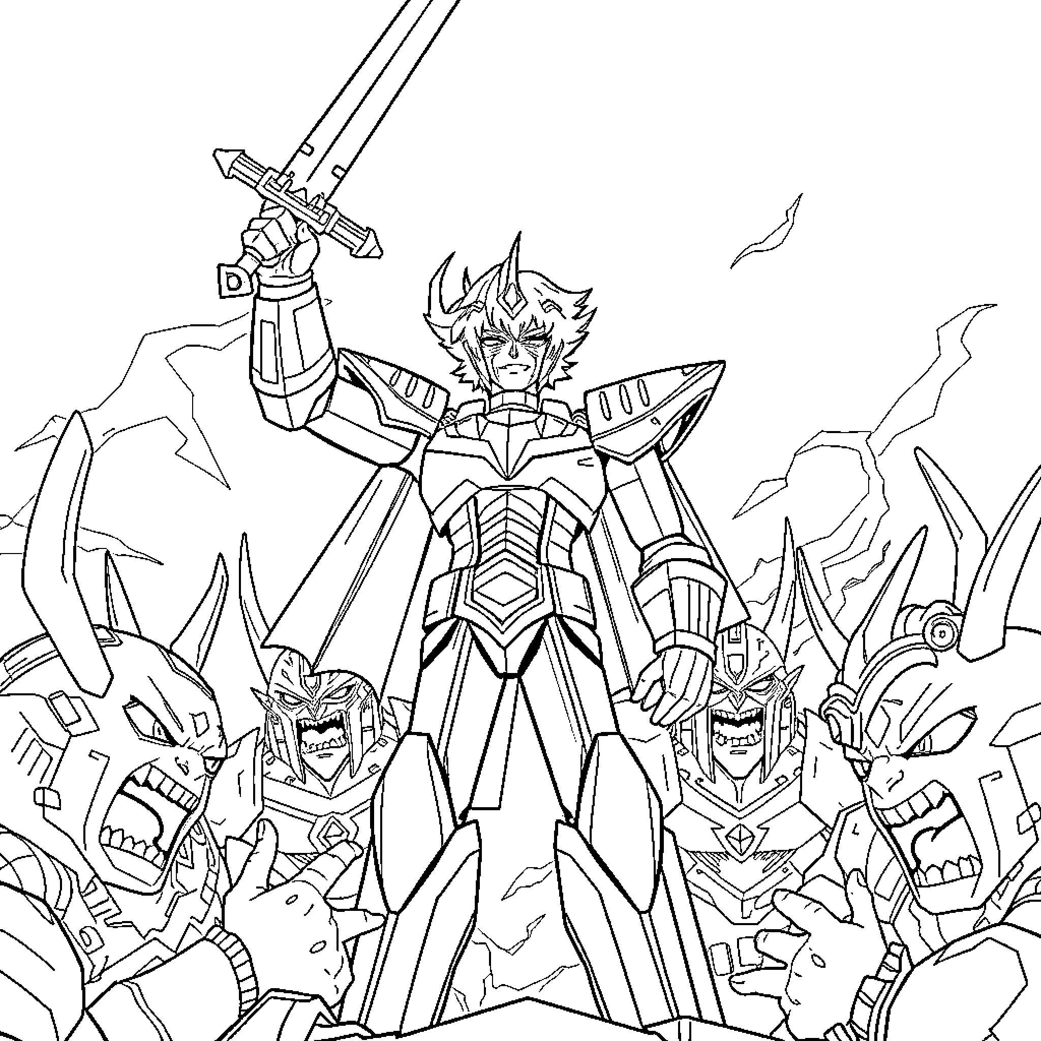 Keith's Heroic Encounter with Monstrous Foes Coloring Page (free black-and-white line drawing printable PDF for all, from beginners to advanced learners, including children, teens, adults, and seniors)