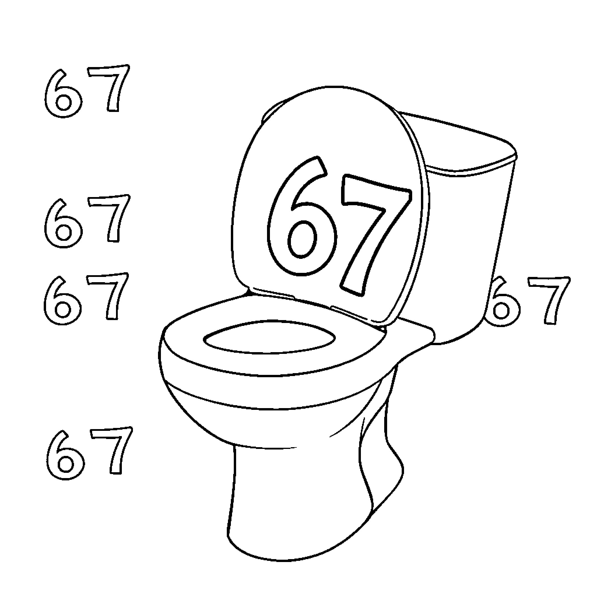 Skibidi Toilet with Funny Numbers Coloring Page (free black-and-white line drawing printable PDF for all, from beginners to advanced learners, including children, teens, adults, and seniors)