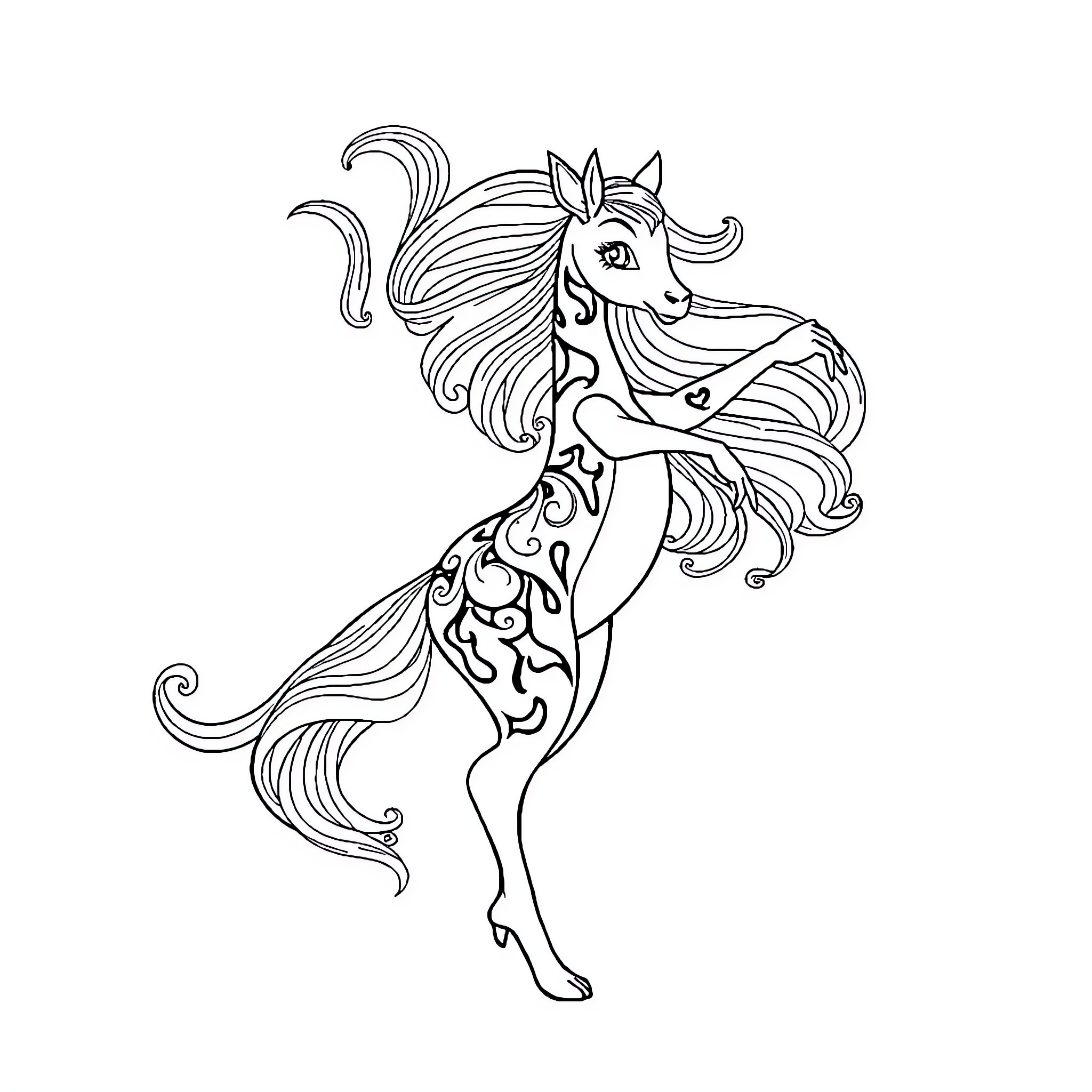 Turkey in Elegant Dance Pose Coloring Page (free black-and-white line drawing printable PDF for all, from beginners to advanced learners, including children, teens, adults, and seniors)