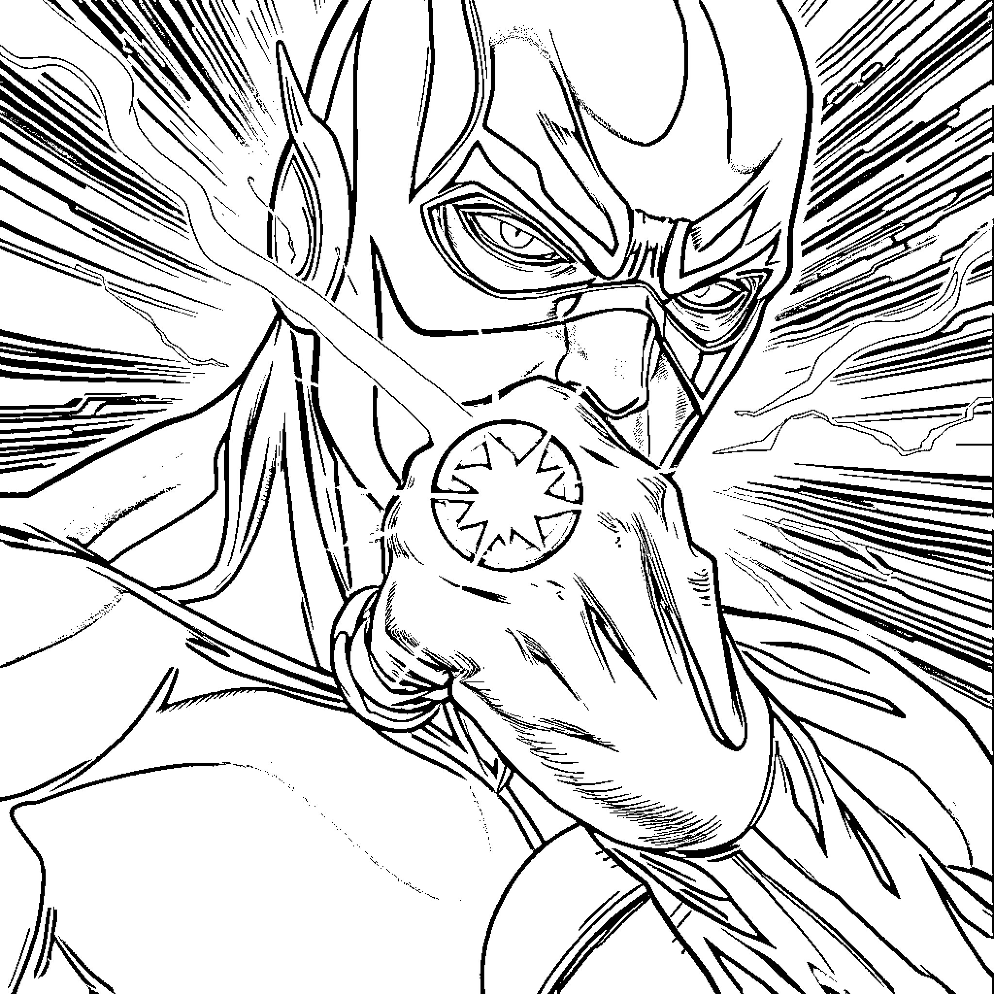 Reverse Flash in Intense Action Coloring Page (free black-and-white line drawing printable PDF for all, from beginners to advanced learners, including children, teens, adults, and seniors)