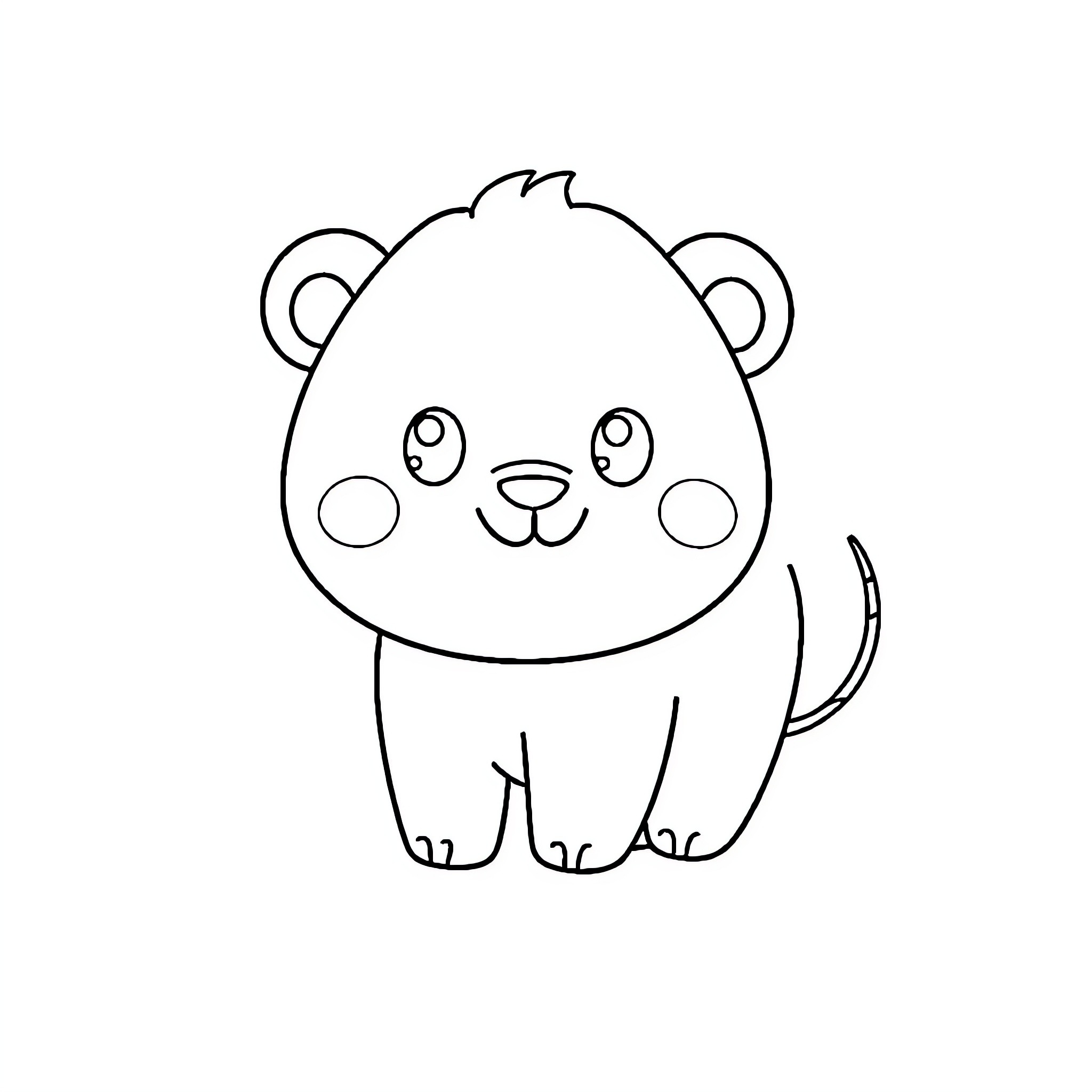 Animal in cute pose with big eyes Coloring Page (free black-and-white line drawing printable PDF for all, from beginners to advanced learners, including children, teens, adults, and seniors)