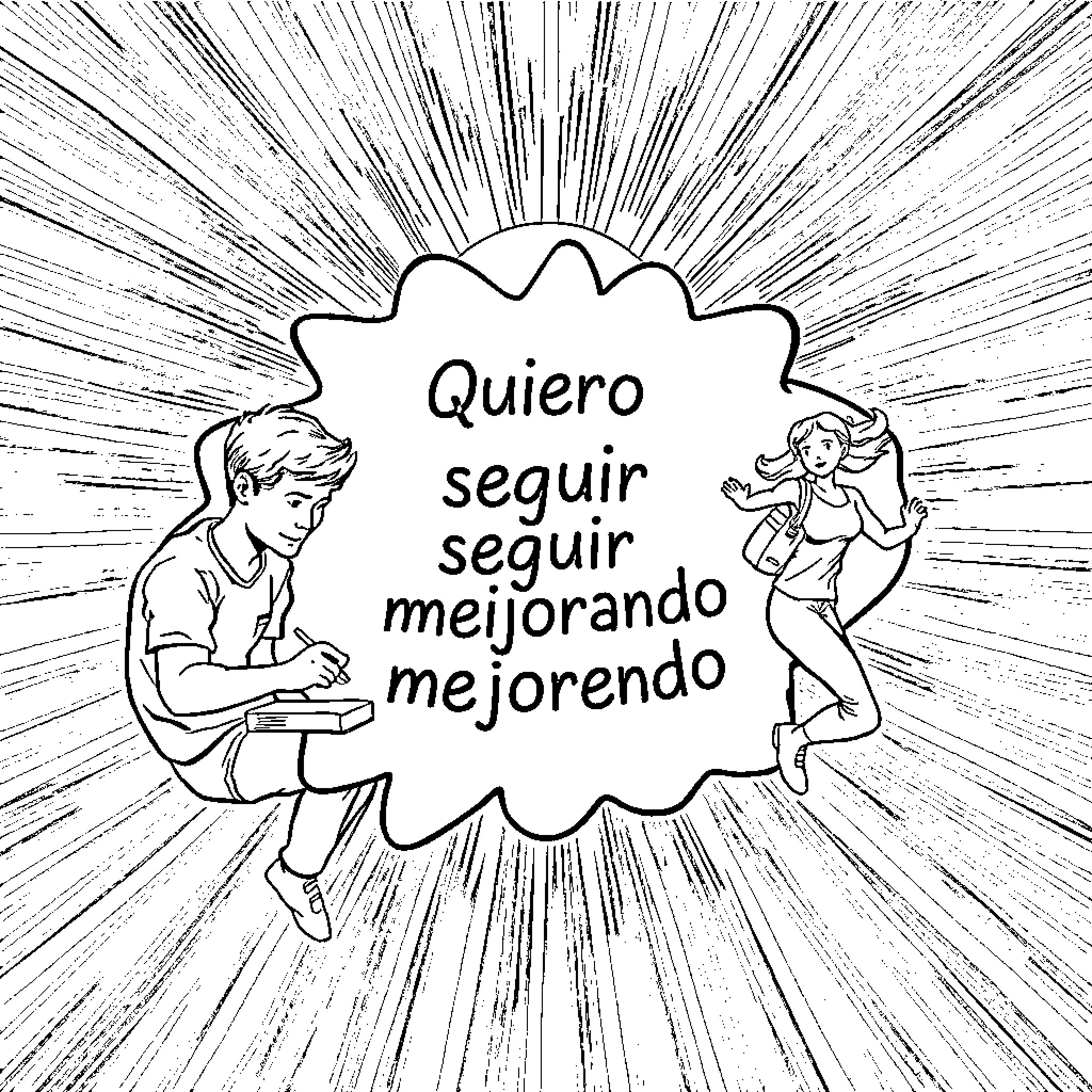You Strive to Improve Steadily Coloring Page (free black-and-white line drawing printable PDF for all, from beginners to advanced learners, including children, teens, adults, and seniors)