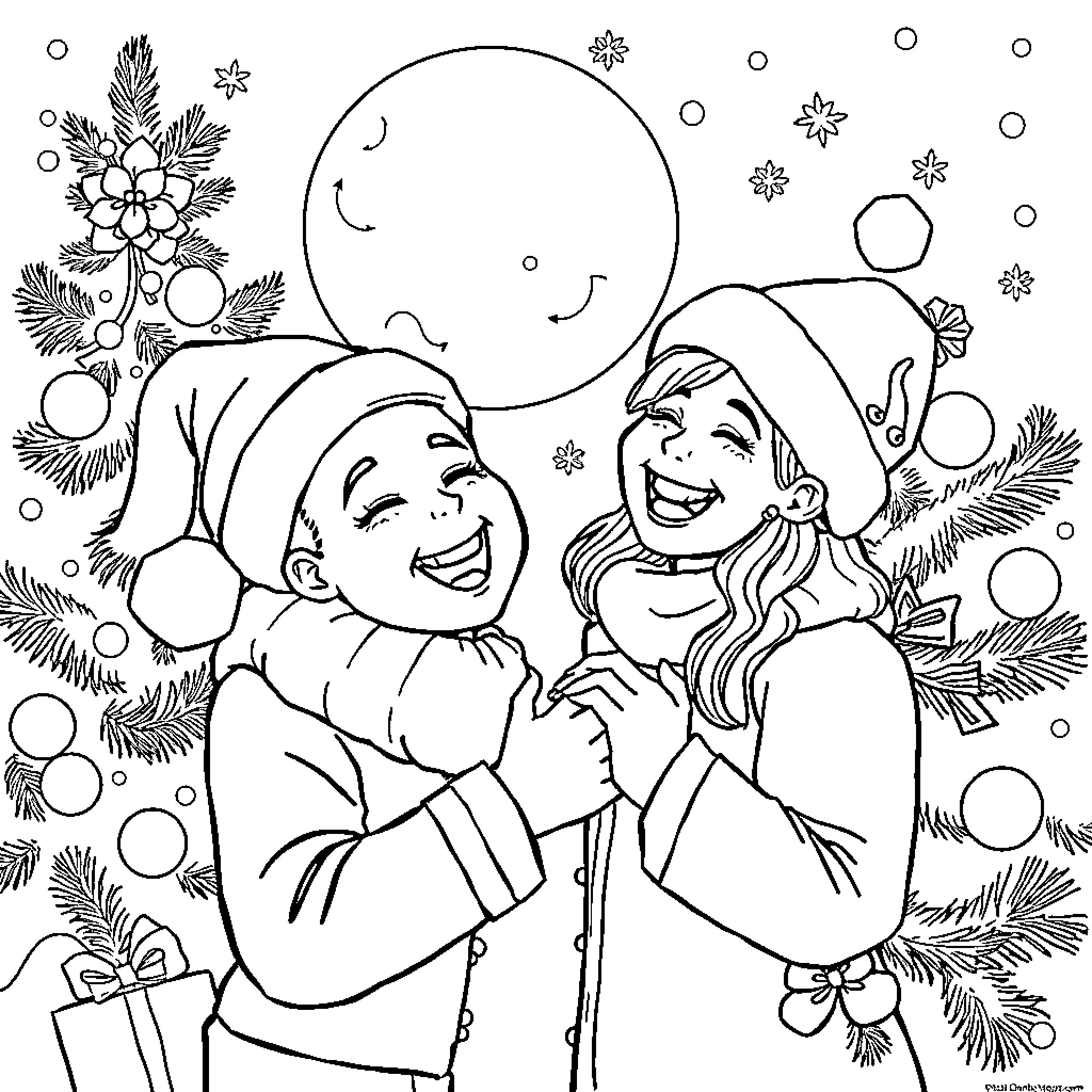 Lamine's Joyful Winter Celebration Coloring Page (free black-and-white line drawing printable PDF for all, from beginners to advanced learners, including children, teens, adults, and seniors)