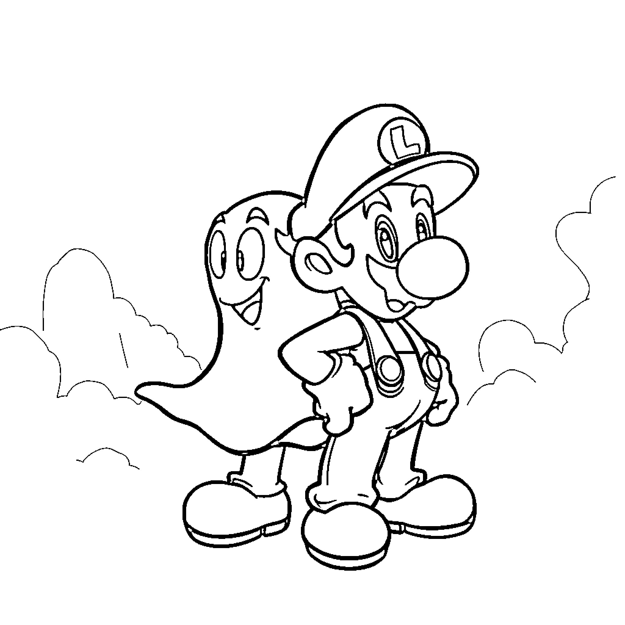 Gooigi Exploring the Outdoors Coloring Page (free black-and-white line drawing printable PDF for all, from beginners to advanced learners, including children, teens, adults, and seniors)