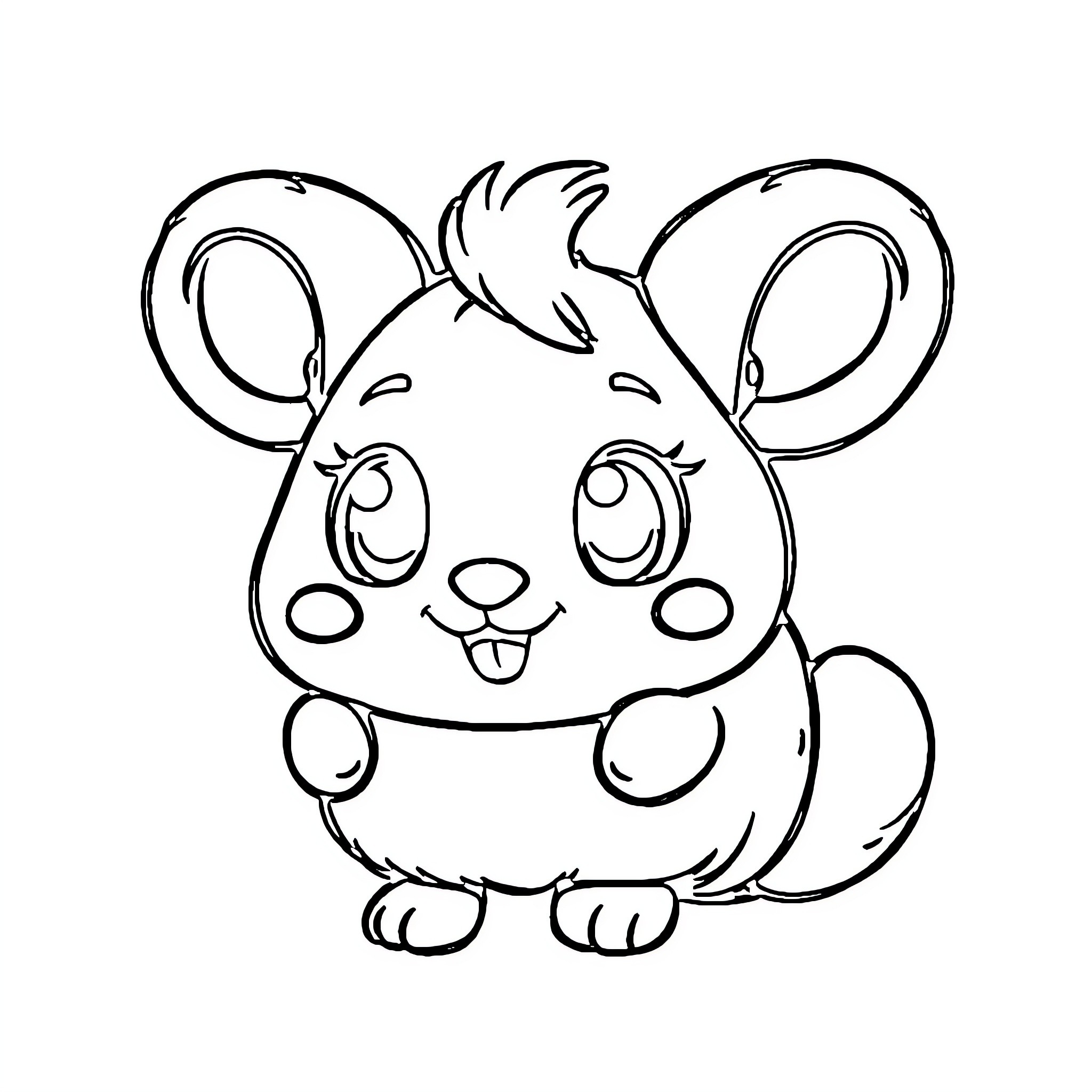 Cinnamonroll hamster in playful pose Coloring Page (free black-and-white line drawing printable PDF for all, from beginners to advanced learners, including children, teens, adults, and seniors)