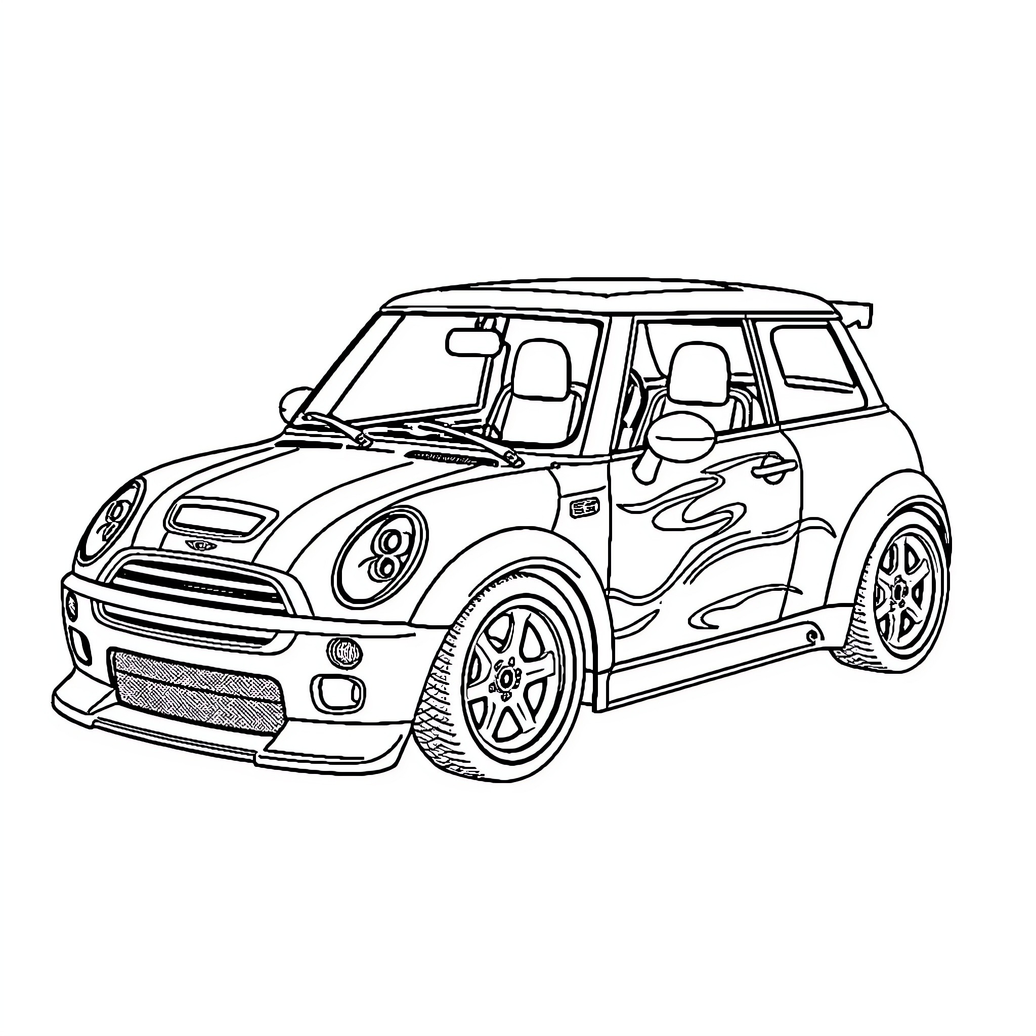 RC Car with Customized Design Coloring Page (free black-and-white line drawing printable PDF for all, from beginners to advanced learners, including children, teens, adults, and seniors)