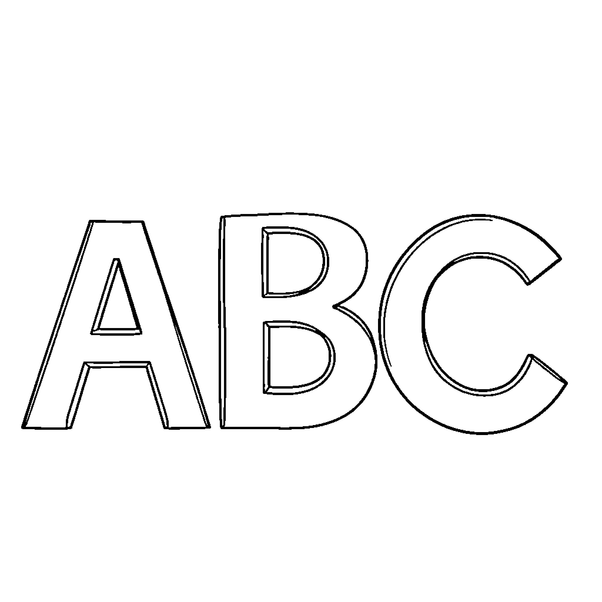 ABC Characters Outlined on a White Background Coloring Page (free black-and-white line drawing printable PDF for all, from beginners to advanced learners, including children, teens, adults, and seniors)