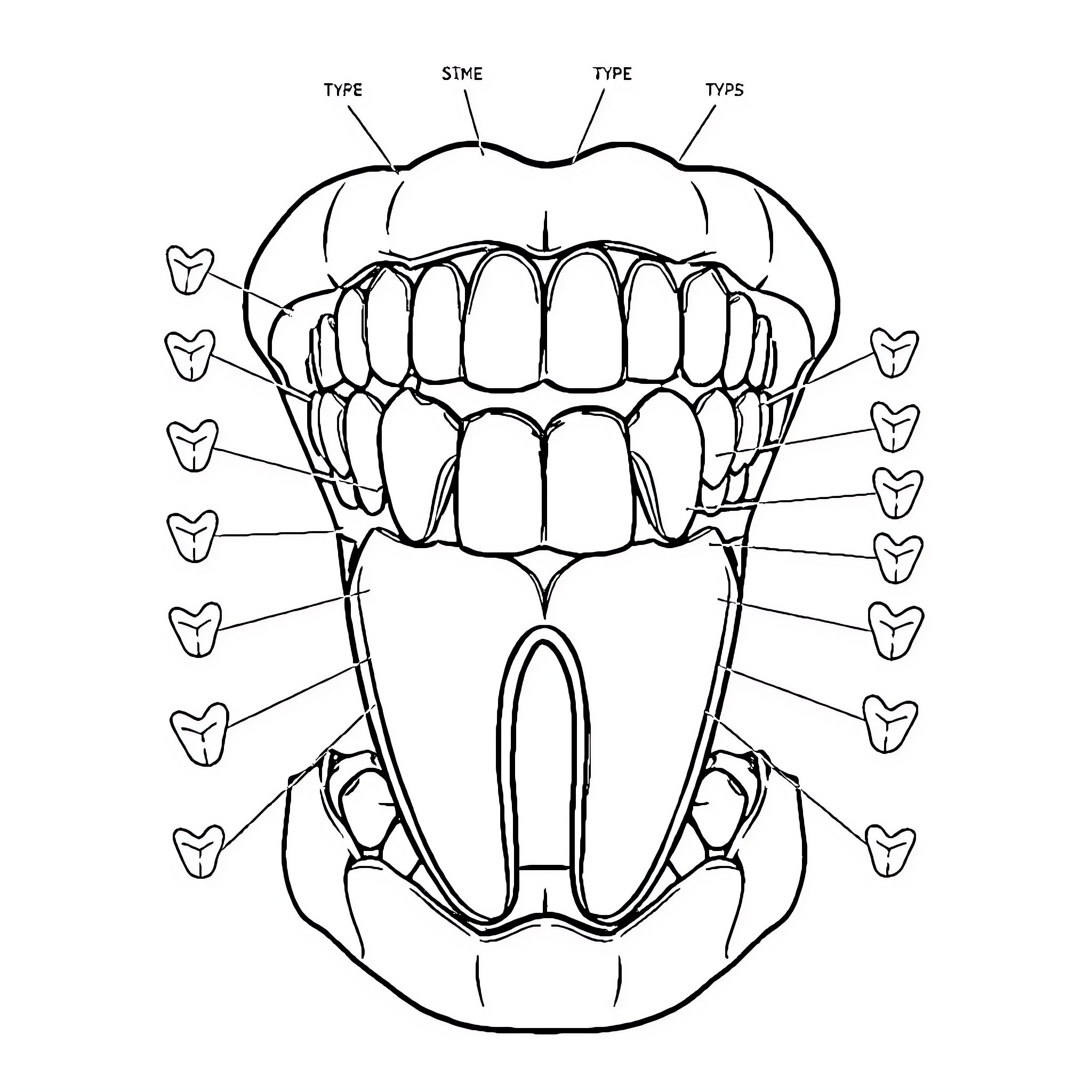 Tooth anatomy diagram with labeled parts Coloring Page (free black-and-white line drawing printable PDF for all, from beginners to advanced learners, including children, teens, adults, and seniors)