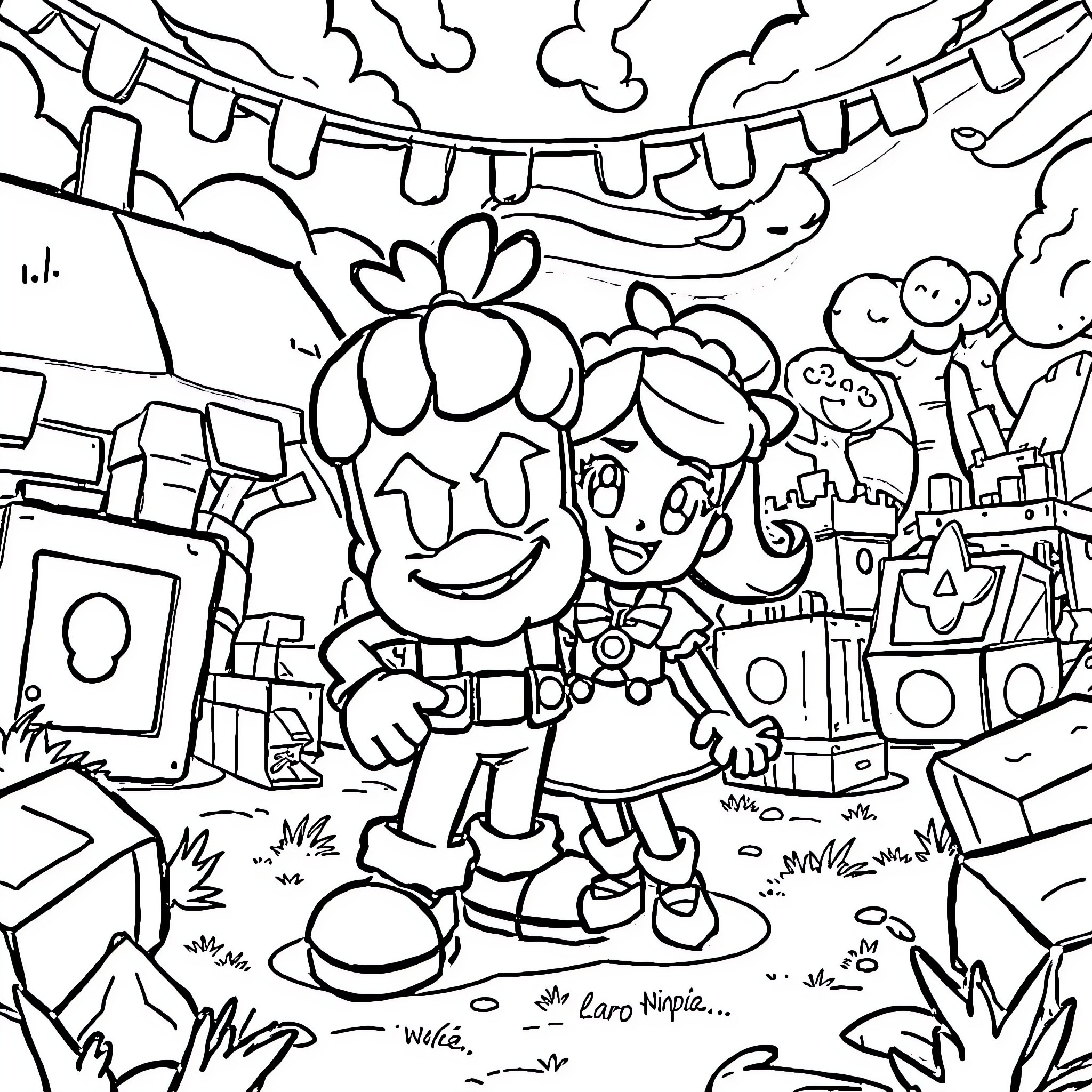 Barley enjoying a festive celebration in the outdoors Coloring Page (free black-and-white line drawing printable PDF for all, from beginners to advanced learners, including children, teens, adults, and seniors)