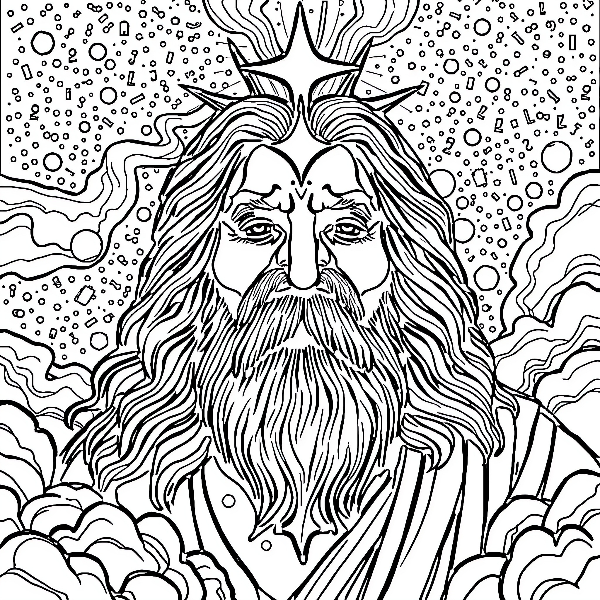 Jehovah's majestic presence in the heavens Coloring Page (free black-and-white line drawing printable PDF for all, from beginners to advanced learners, including children, teens, adults, and seniors)