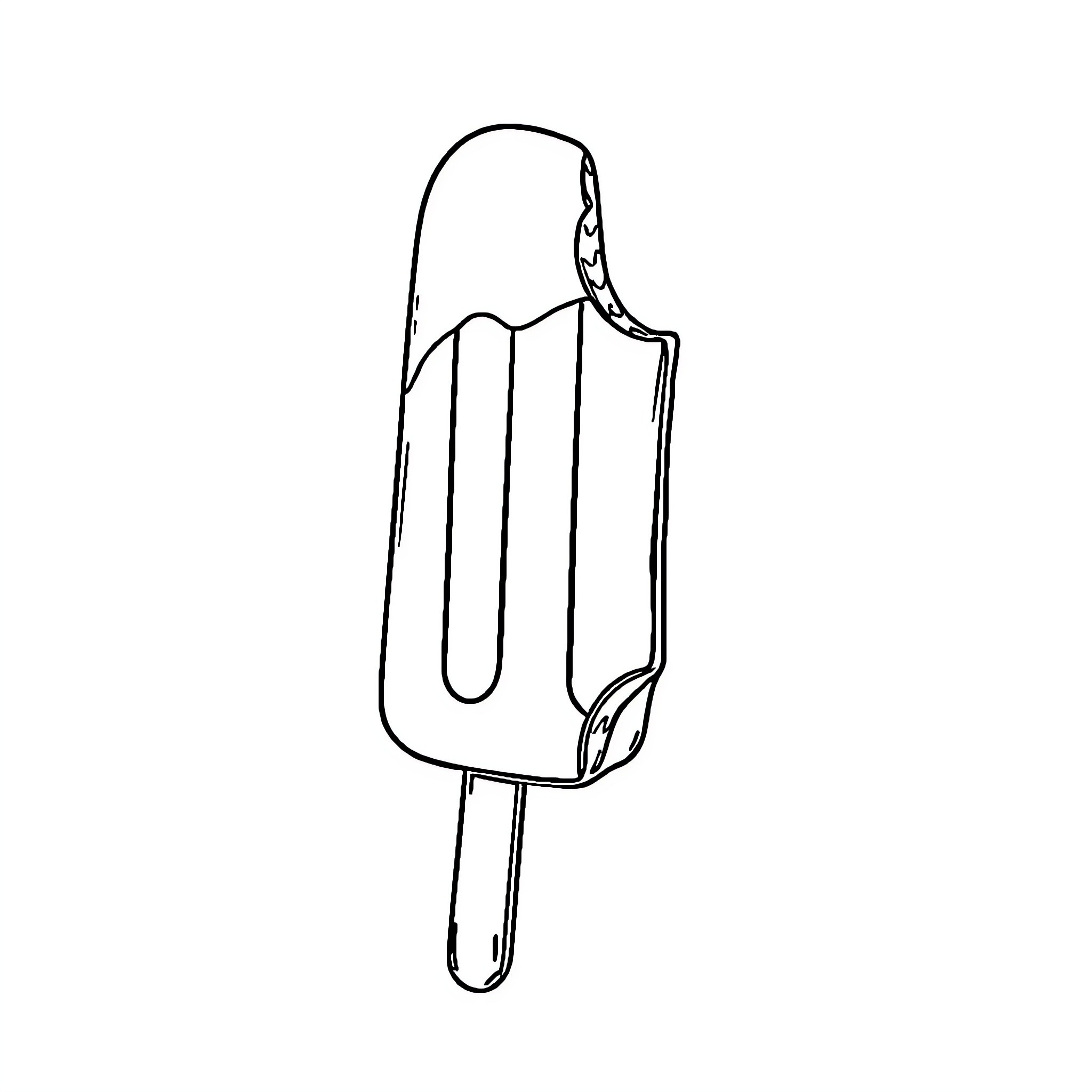 Popsicle-shaped ice cream on stick Coloring Page (free black-and-white line drawing printable PDF for all, from beginners to advanced learners, including children, teens, adults, and seniors)