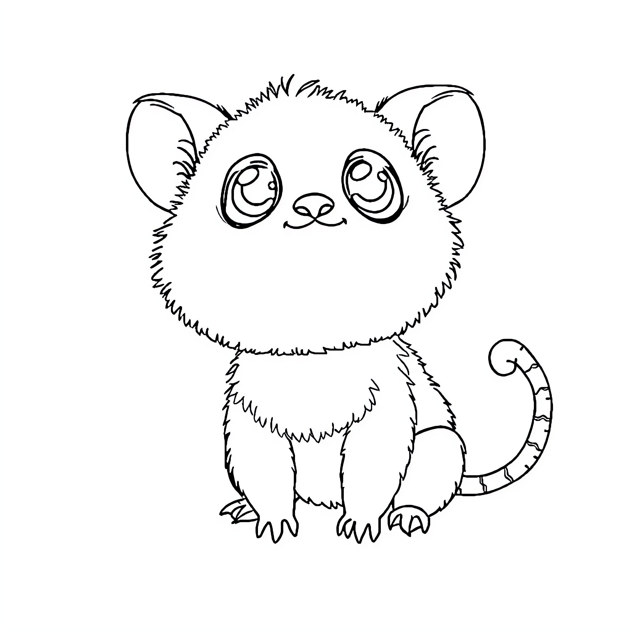 Labubu's Adorable Creature Illustration Coloring Page (free black-and-white line drawing printable PDF for all, from beginners to advanced learners, including children, teens, adults, and seniors)