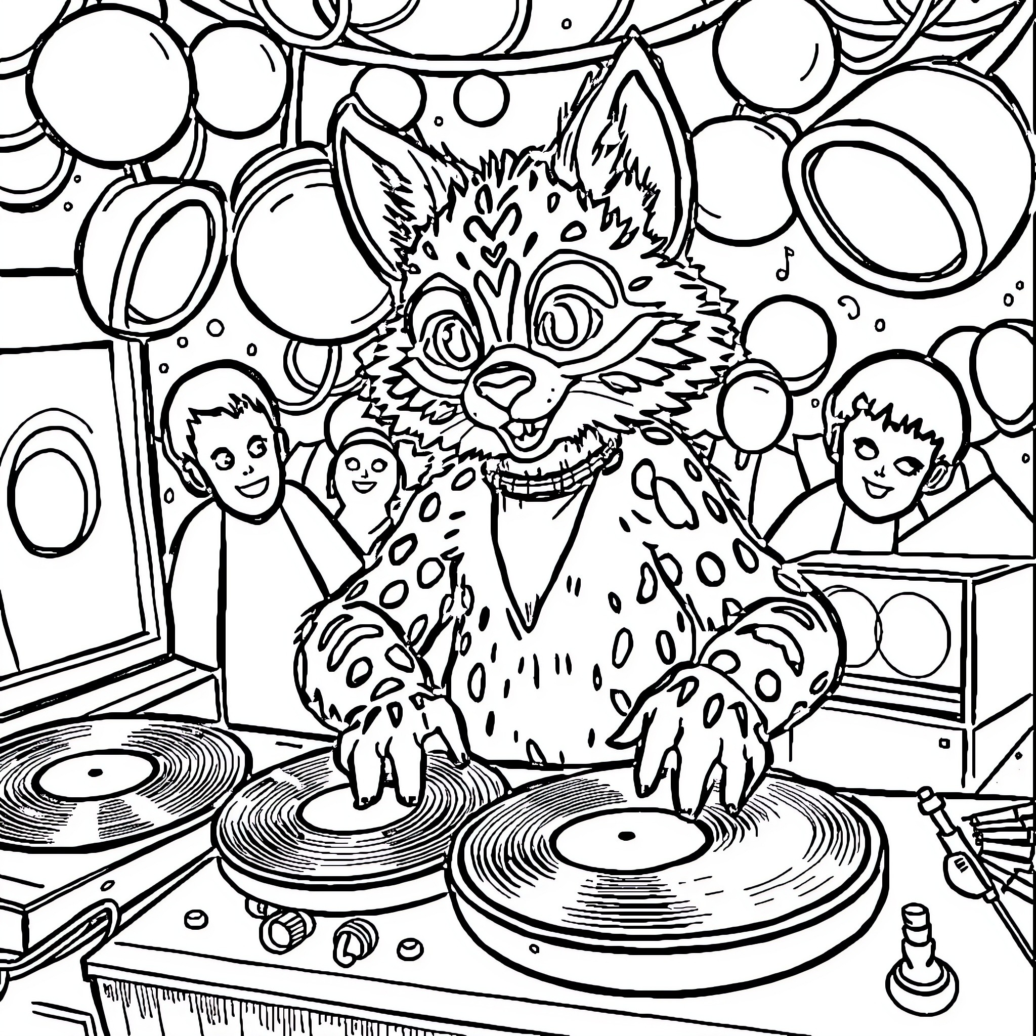 Batty Koda's Musical Adventure Coloring Page (free black-and-white line drawing printable PDF for all, from beginners to advanced learners, including children, teens, adults, and seniors)